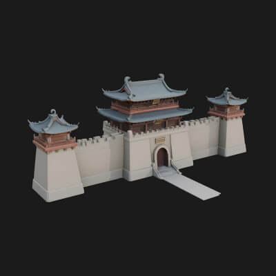 Oriental City Gate Design 6 3D Print Model