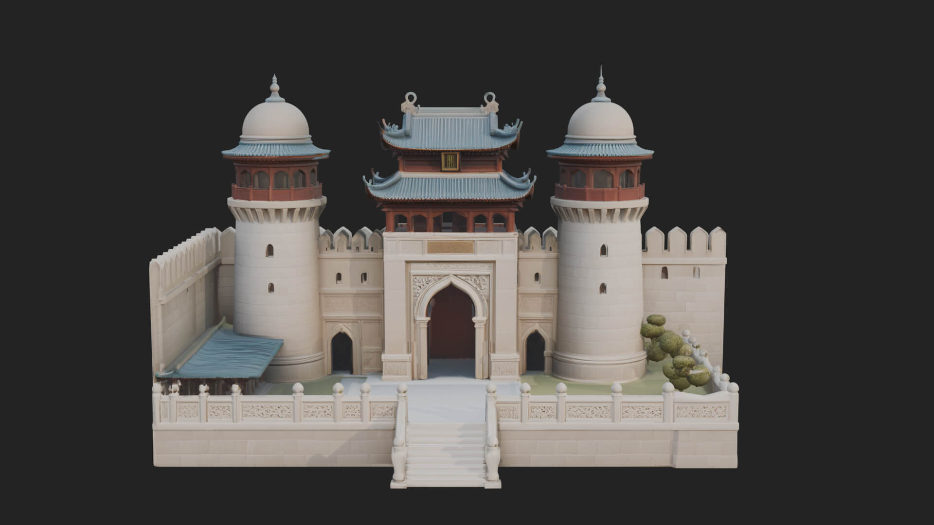 Oriental City Gate Design 7 3D Print Model 3D Model