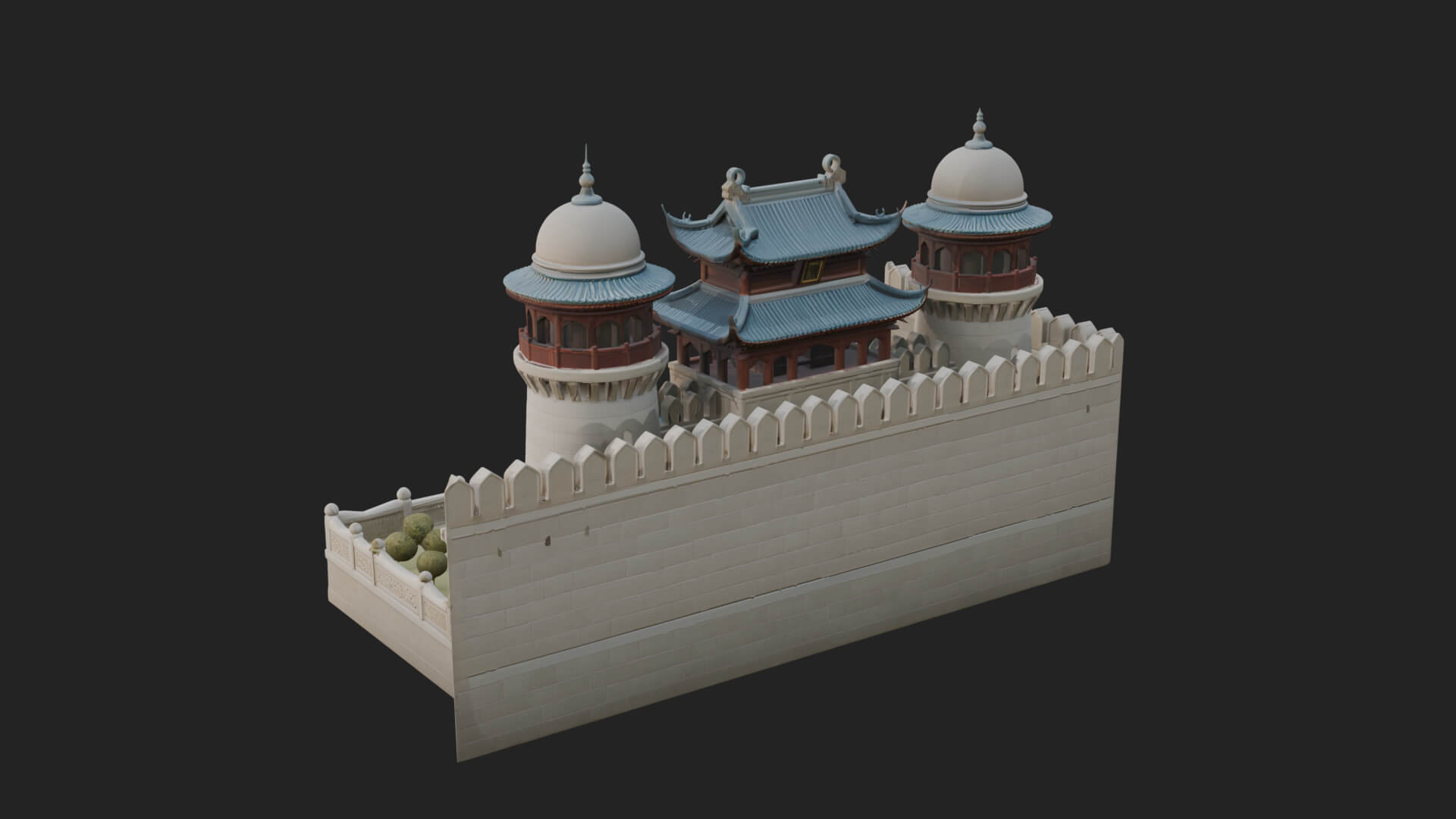 Oriental City Gate Design 7 3D Print Model 3D Model
