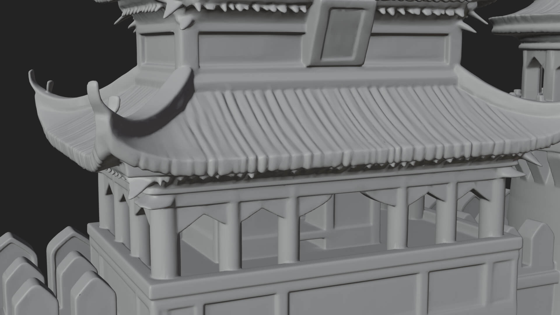 Oriental City Gate Design 7 3D Print Model 3D Model