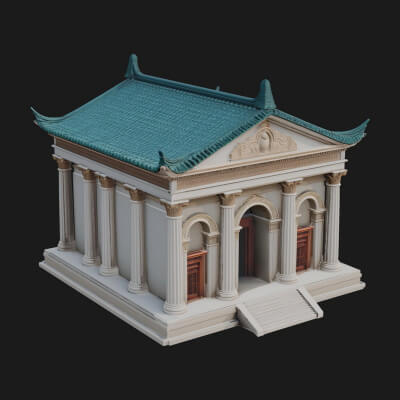 Oriental Colonnade Temple Design 1 3D Print Model