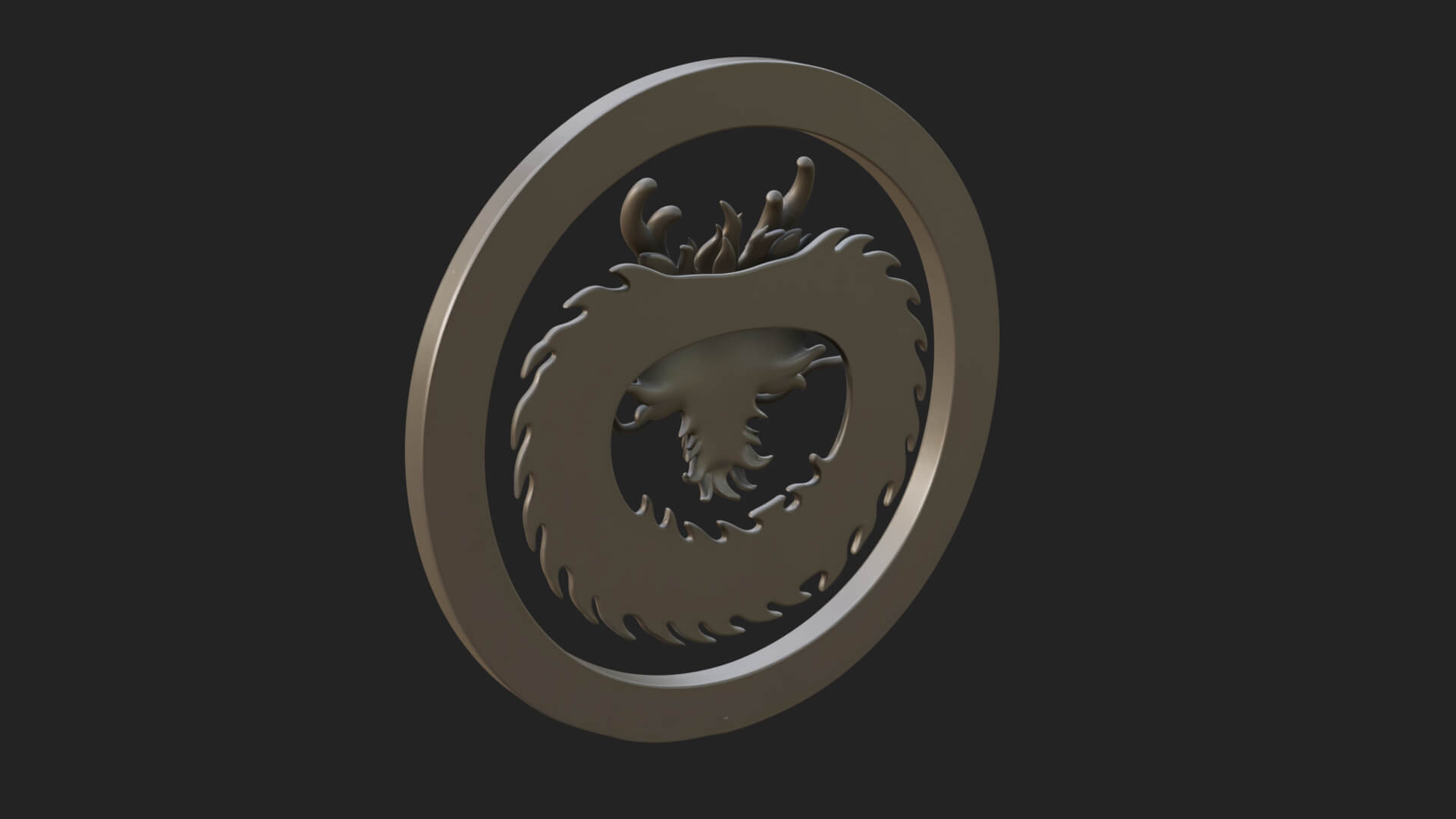 Oriental Dragon Oval Plaque Design 1 3D Print Model 3D Model