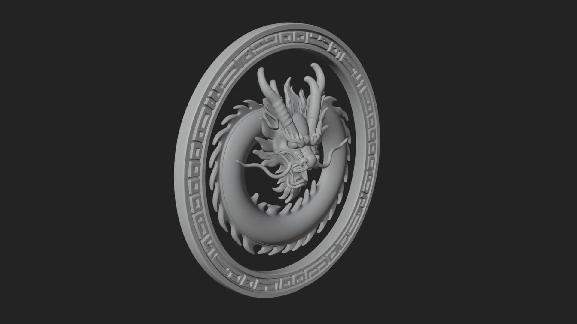 Oriental Dragon Oval Plaque Design 1 3D Print Model 3D Model