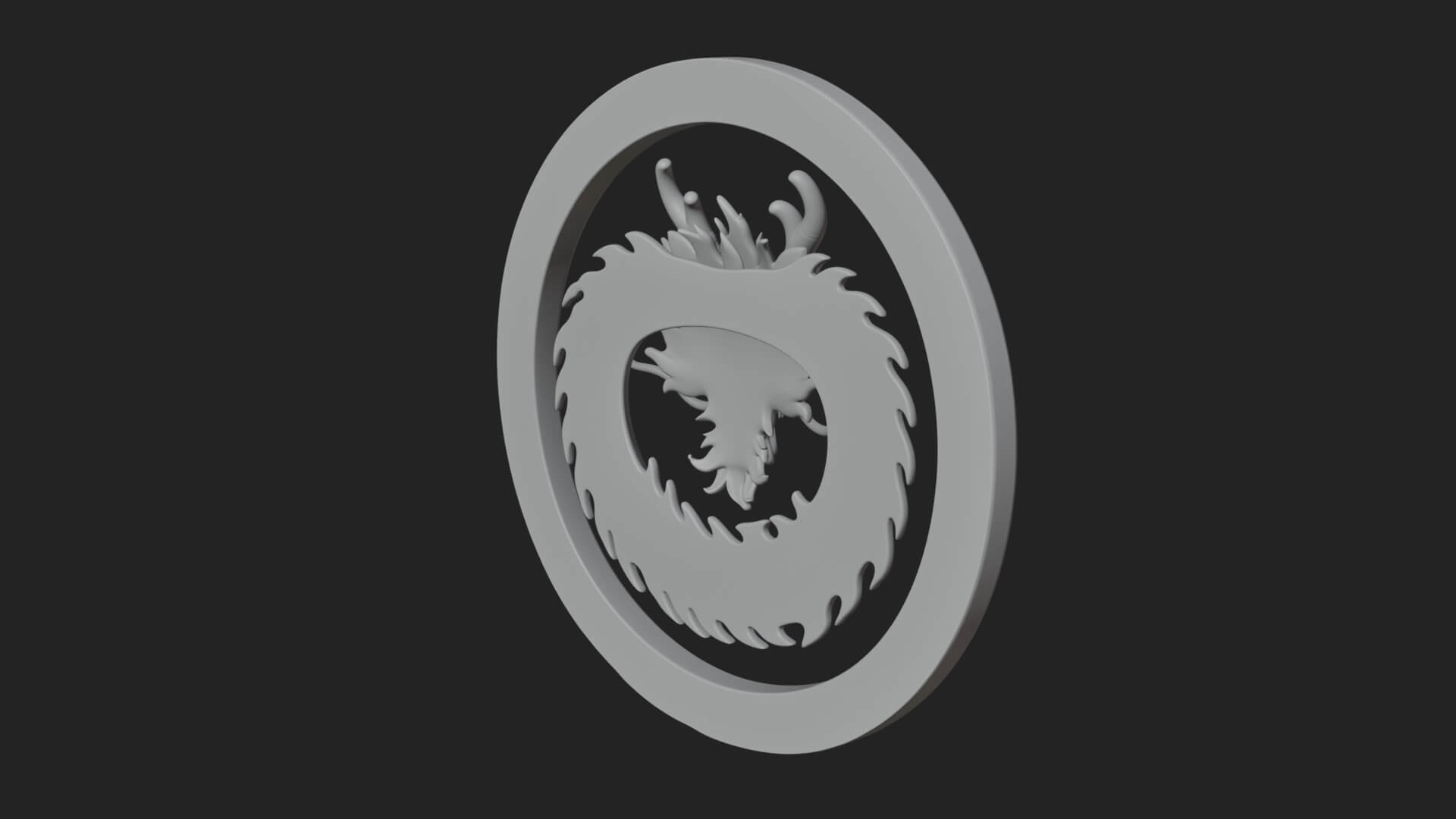 Oriental Dragon Oval Plaque Design 1 3D Print Model 3D Model