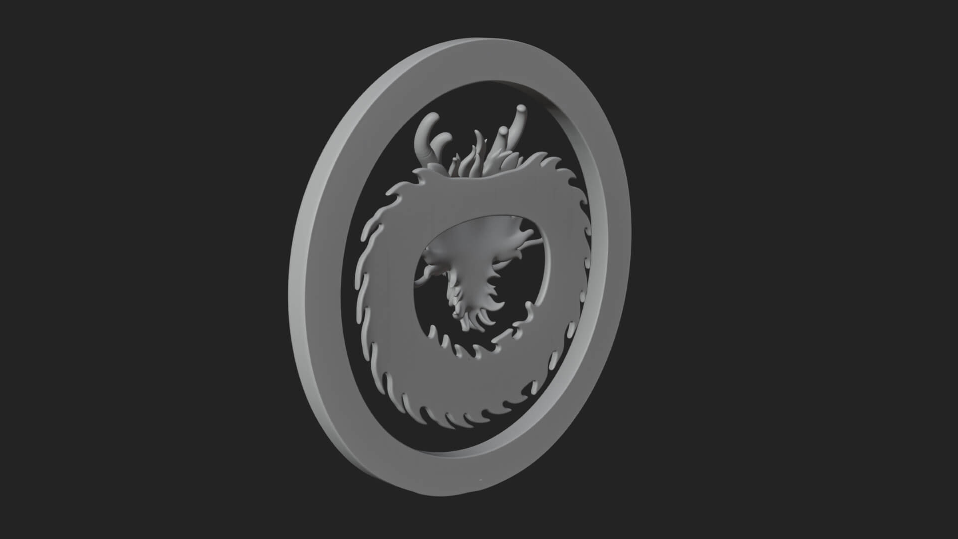 Oriental Dragon Oval Plaque Design 1 3D Print Model 3D Model