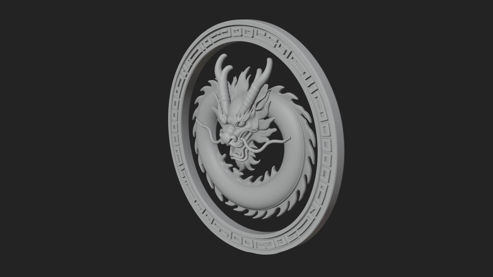 Oriental Dragon Oval Plaque Design 1 3D Print Model 3D Model