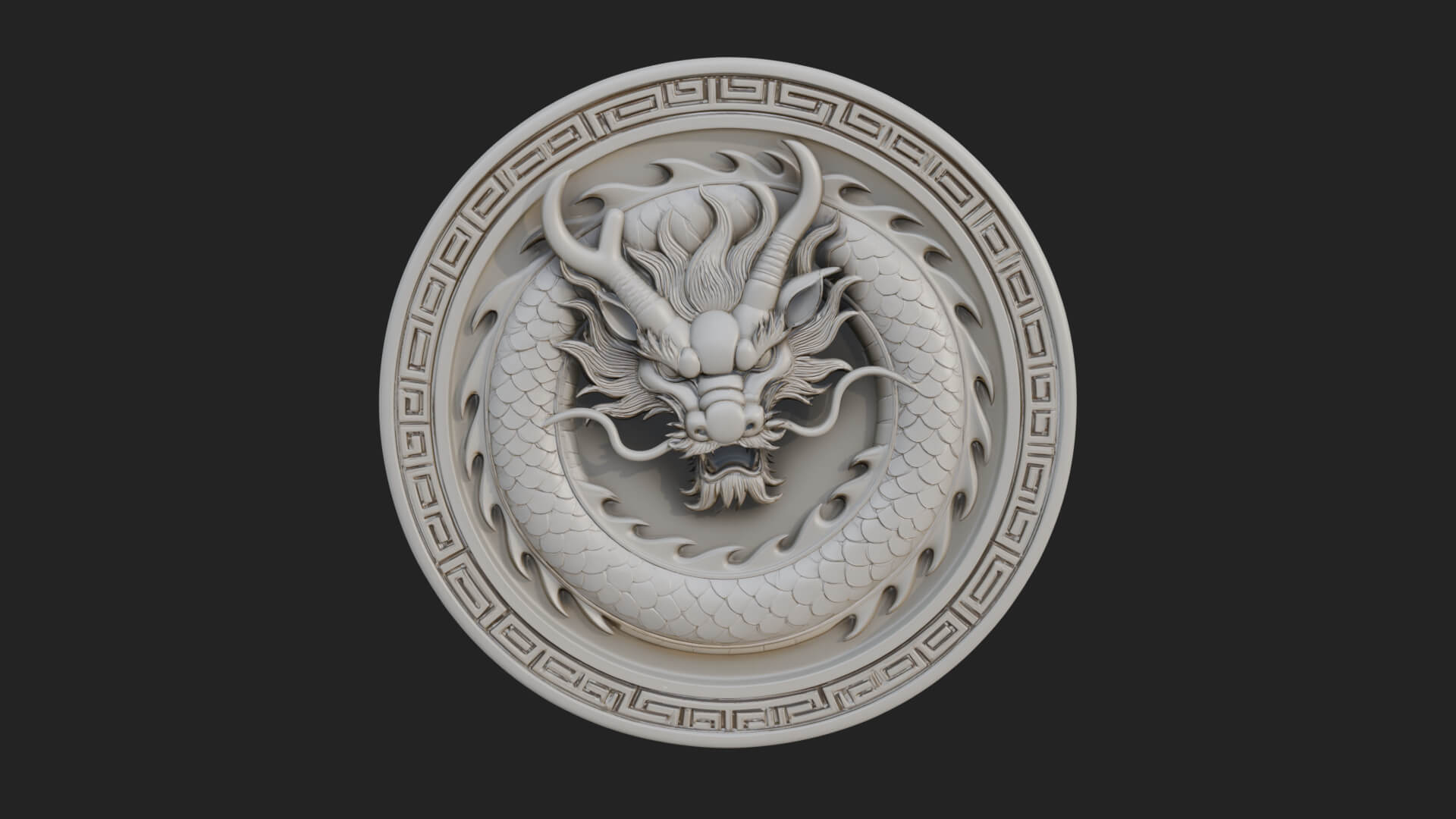 Oriental Dragon Oval Plaque Design 2 3D Print Model 3D Model