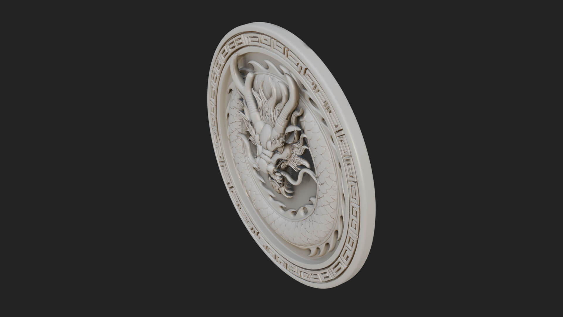 Oriental Dragon Oval Plaque Design 2 3D Print Model 3D Model