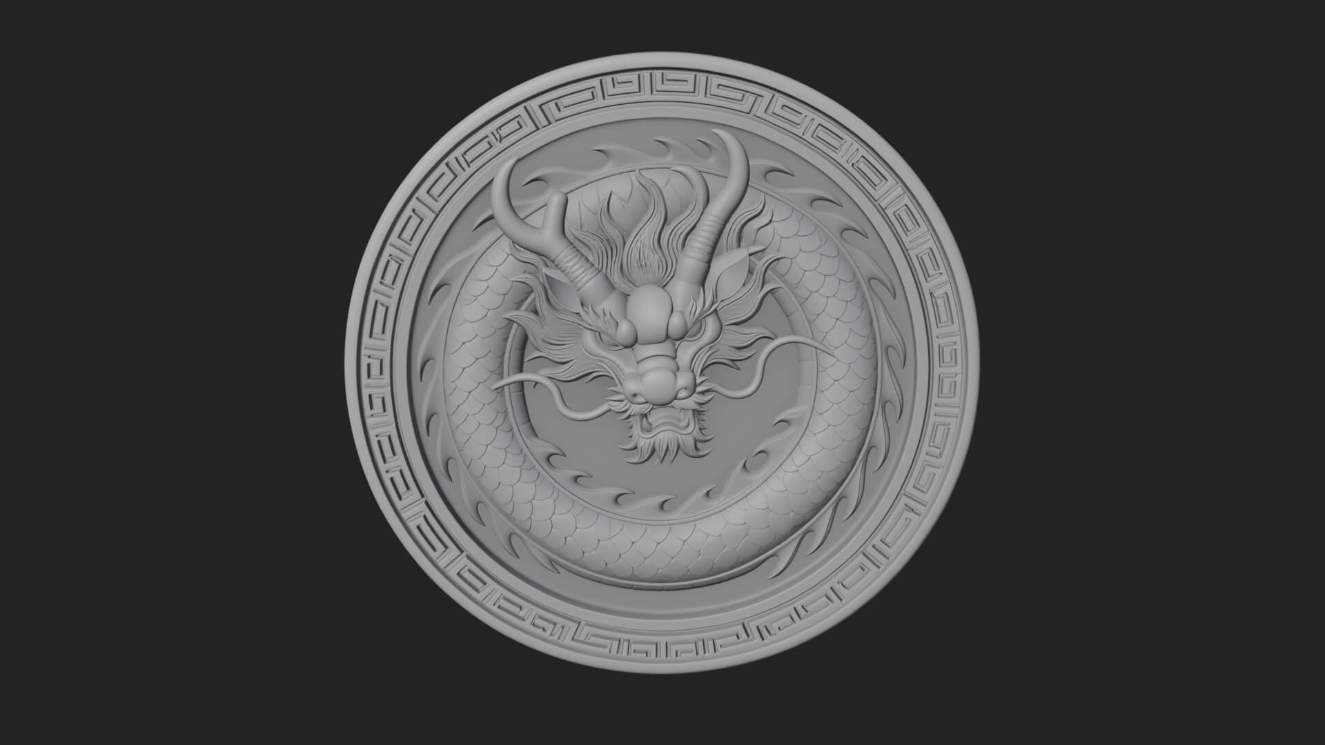 Oriental Dragon Oval Plaque Design 2 3D Print Model 3D Model