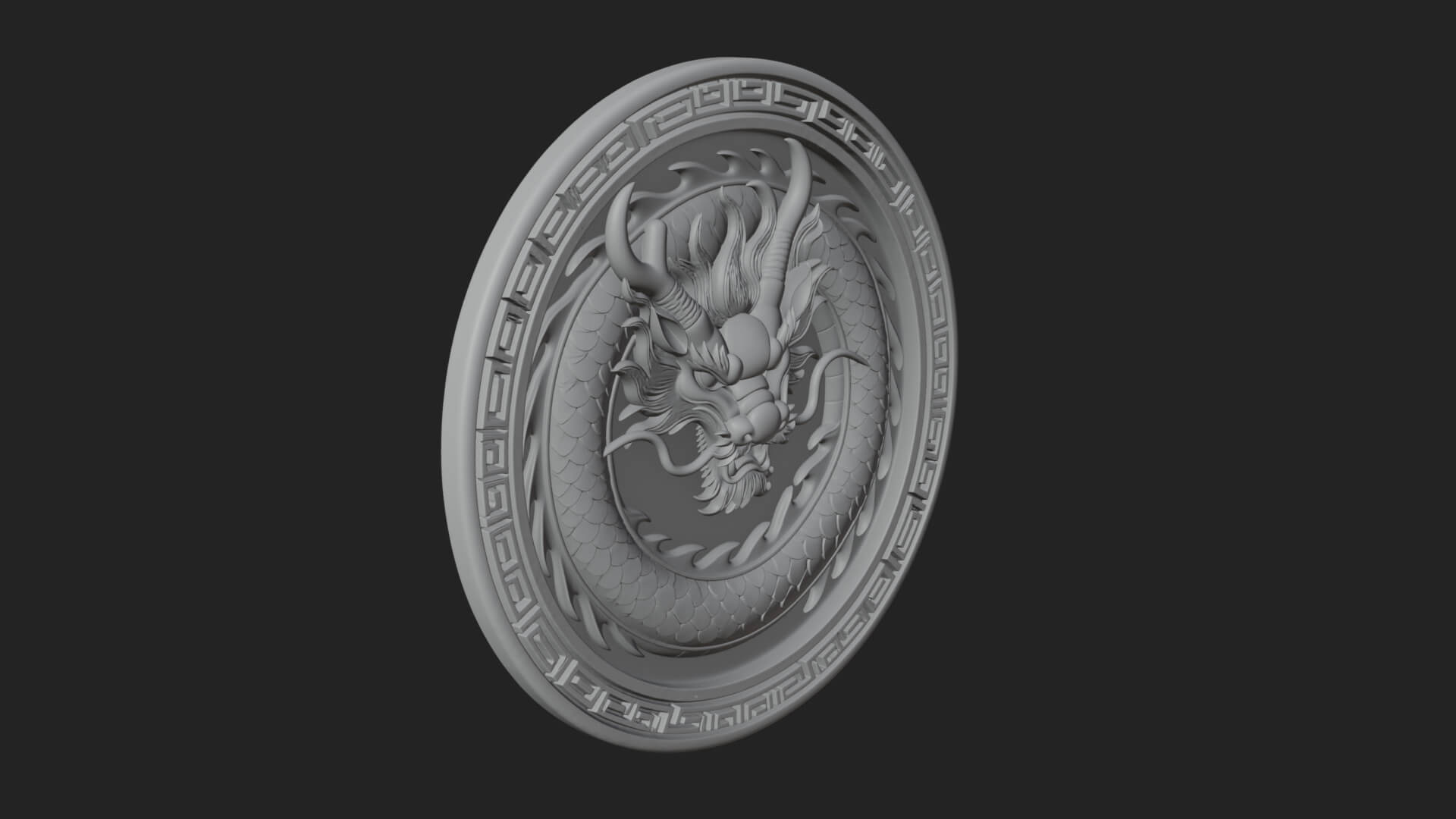Oriental Dragon Oval Plaque Design 2 3D Print Model 3D Model