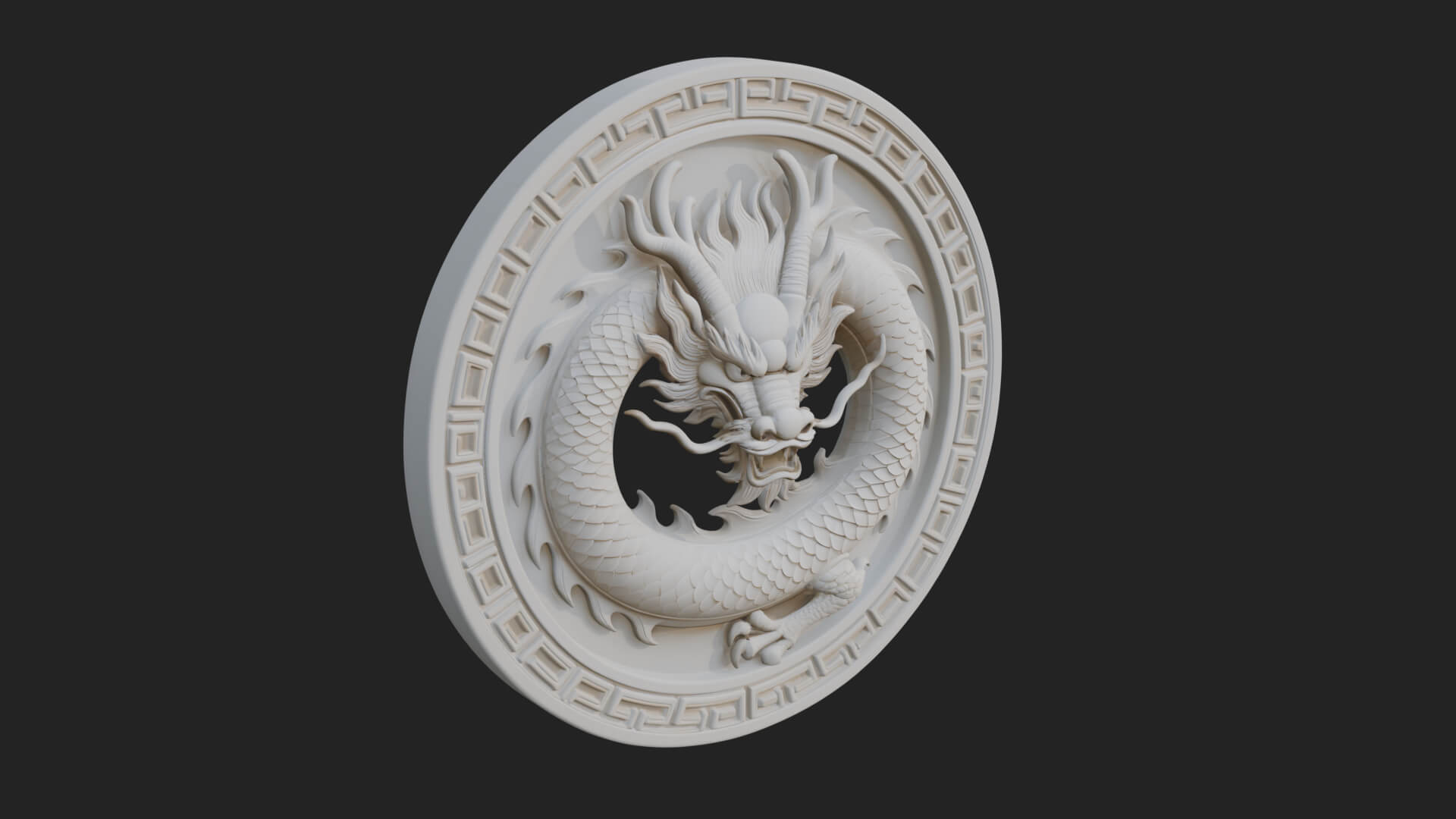 Oriental Dragon Oval Plaque Design 3 3D Print Model 3D Model