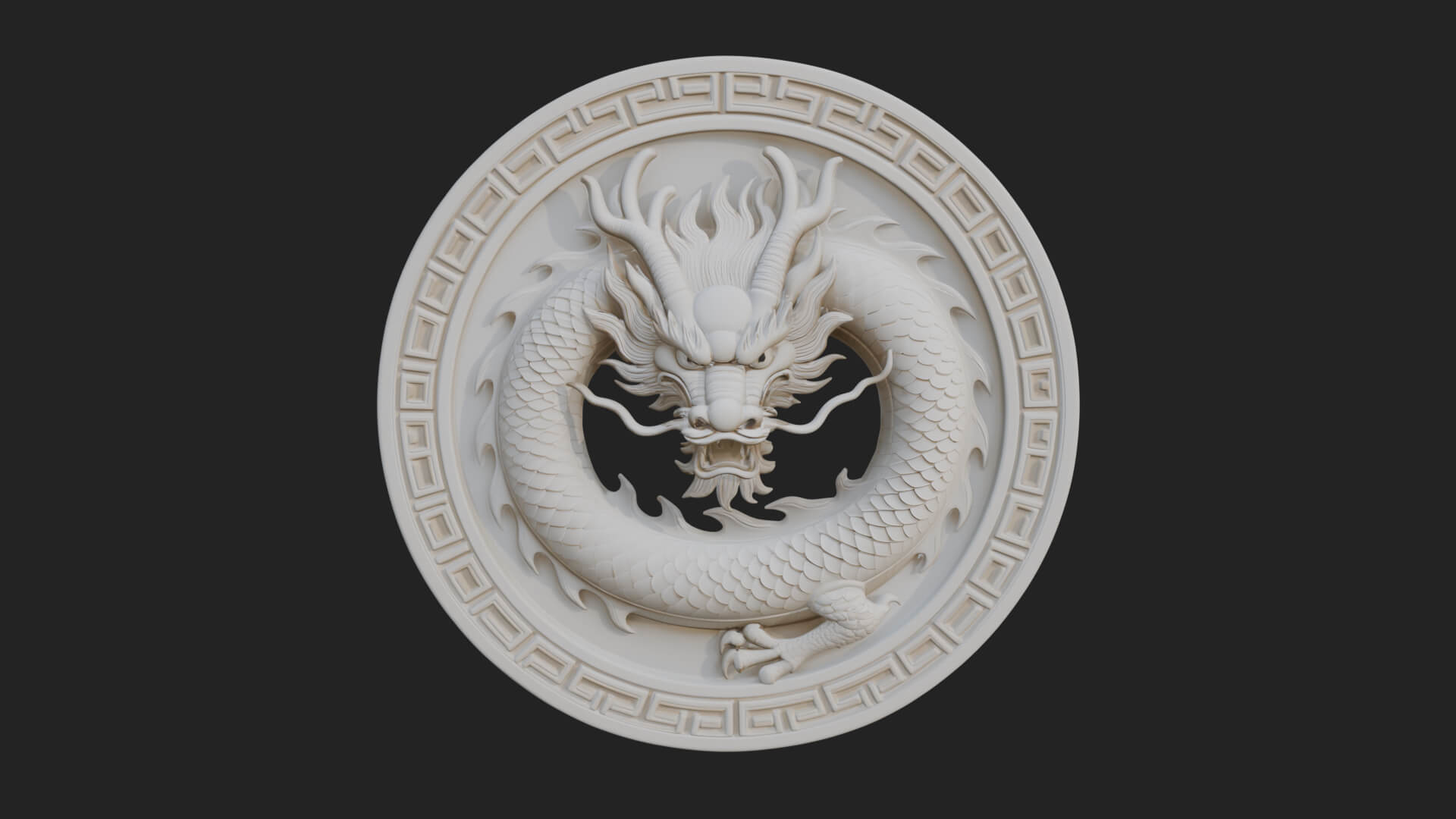 Oriental Dragon Oval Plaque Design 3 3D Print Model 3D Model
