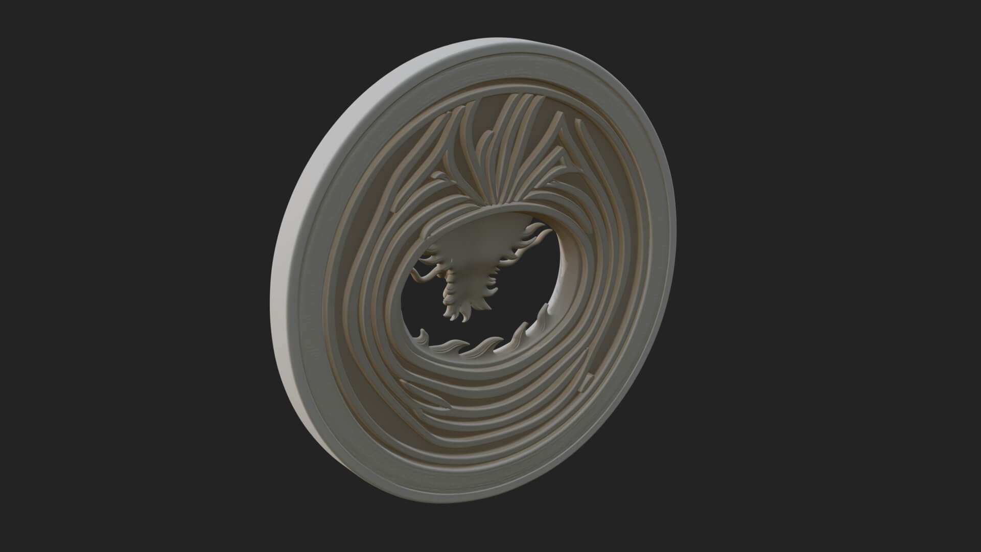 Oriental Dragon Oval Plaque Design 3 3D Print Model 3D Model