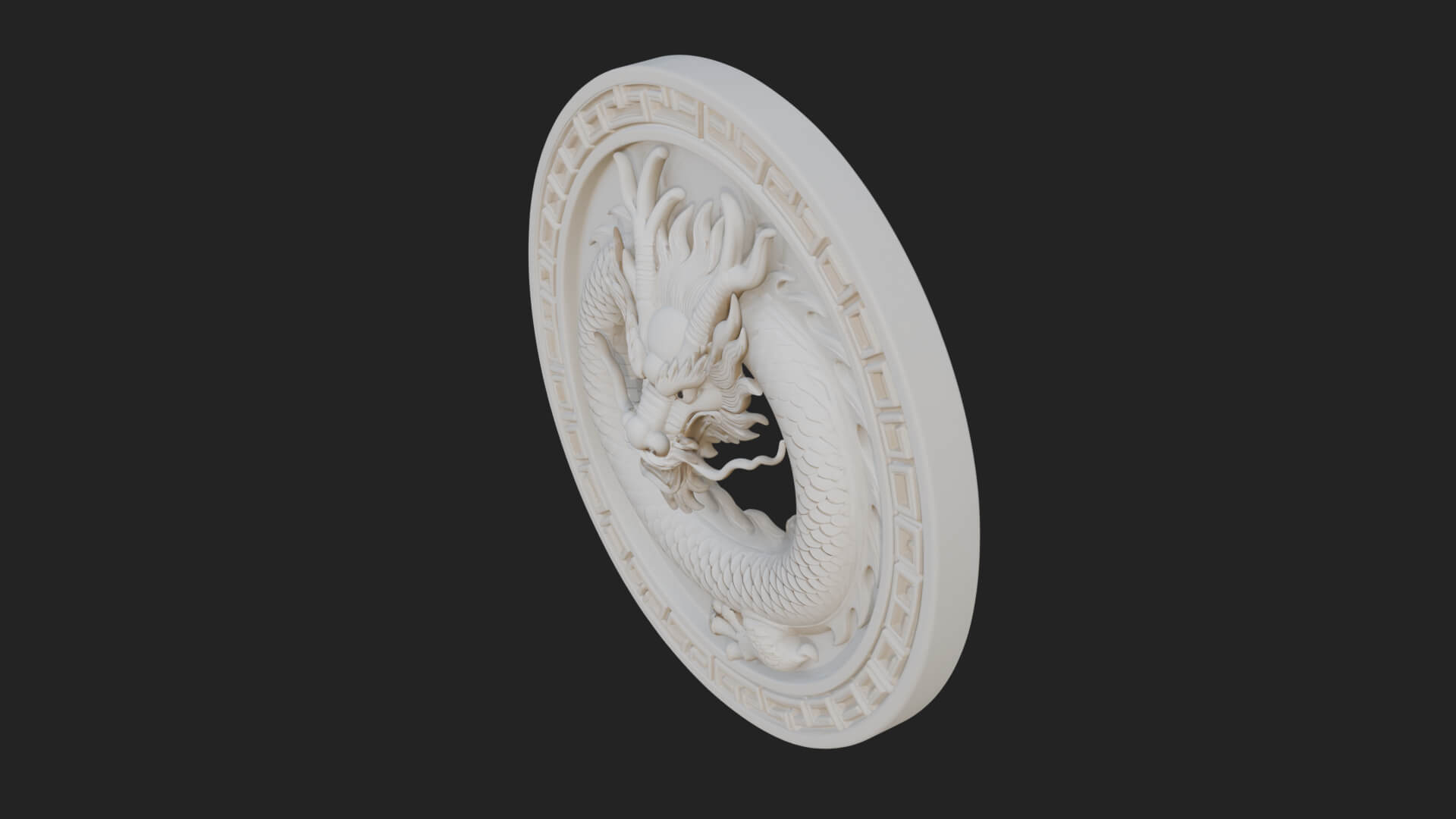 Oriental Dragon Oval Plaque Design 3 3D Print Model 3D Model