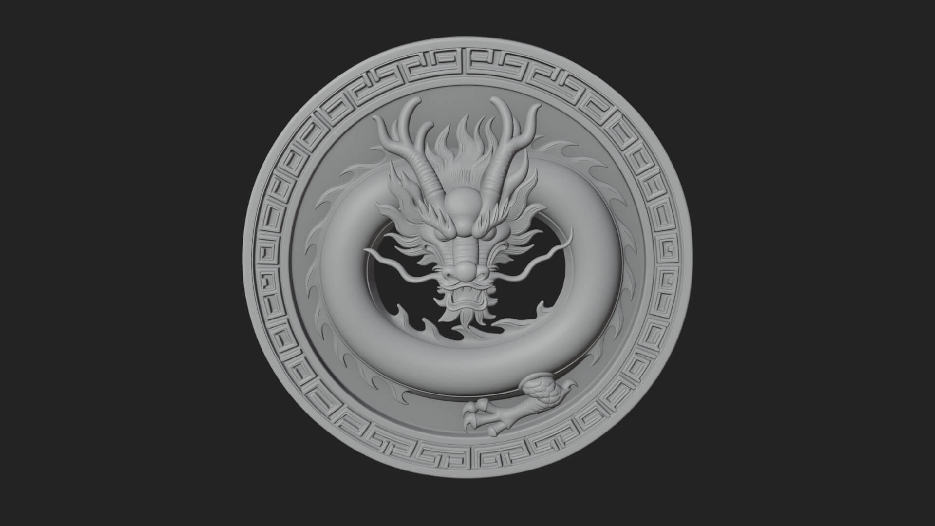Oriental Dragon Oval Plaque Design 3 3D Print Model 3D Model