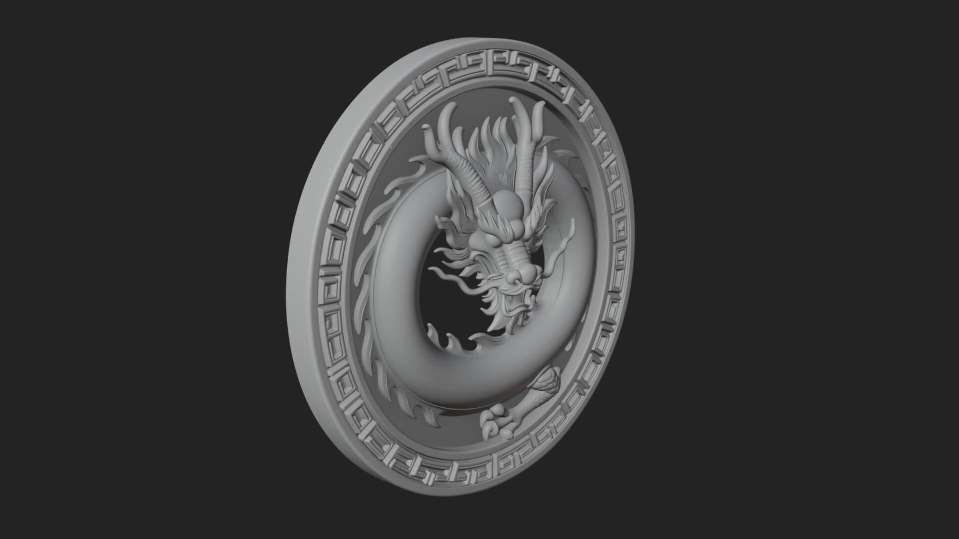 Oriental Dragon Oval Plaque Design 3 3D Print Model 3D Model
