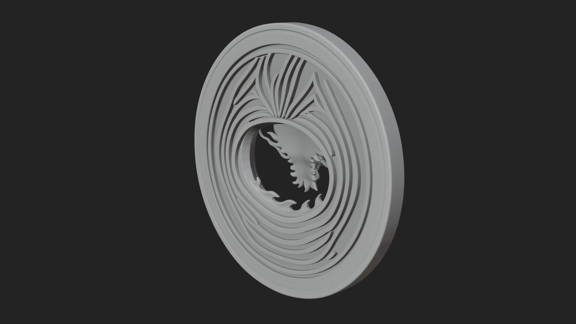 Oriental Dragon Oval Plaque Design 3 3D Print Model 3D Model