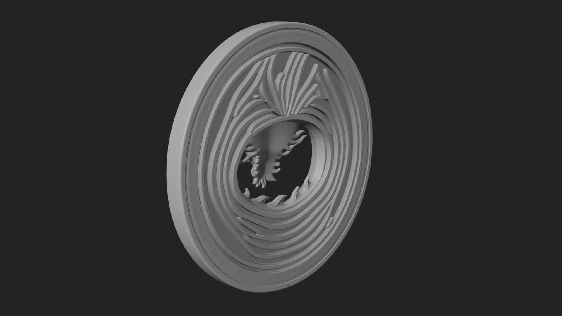 Oriental Dragon Oval Plaque Design 3 3D Print Model 3D Model