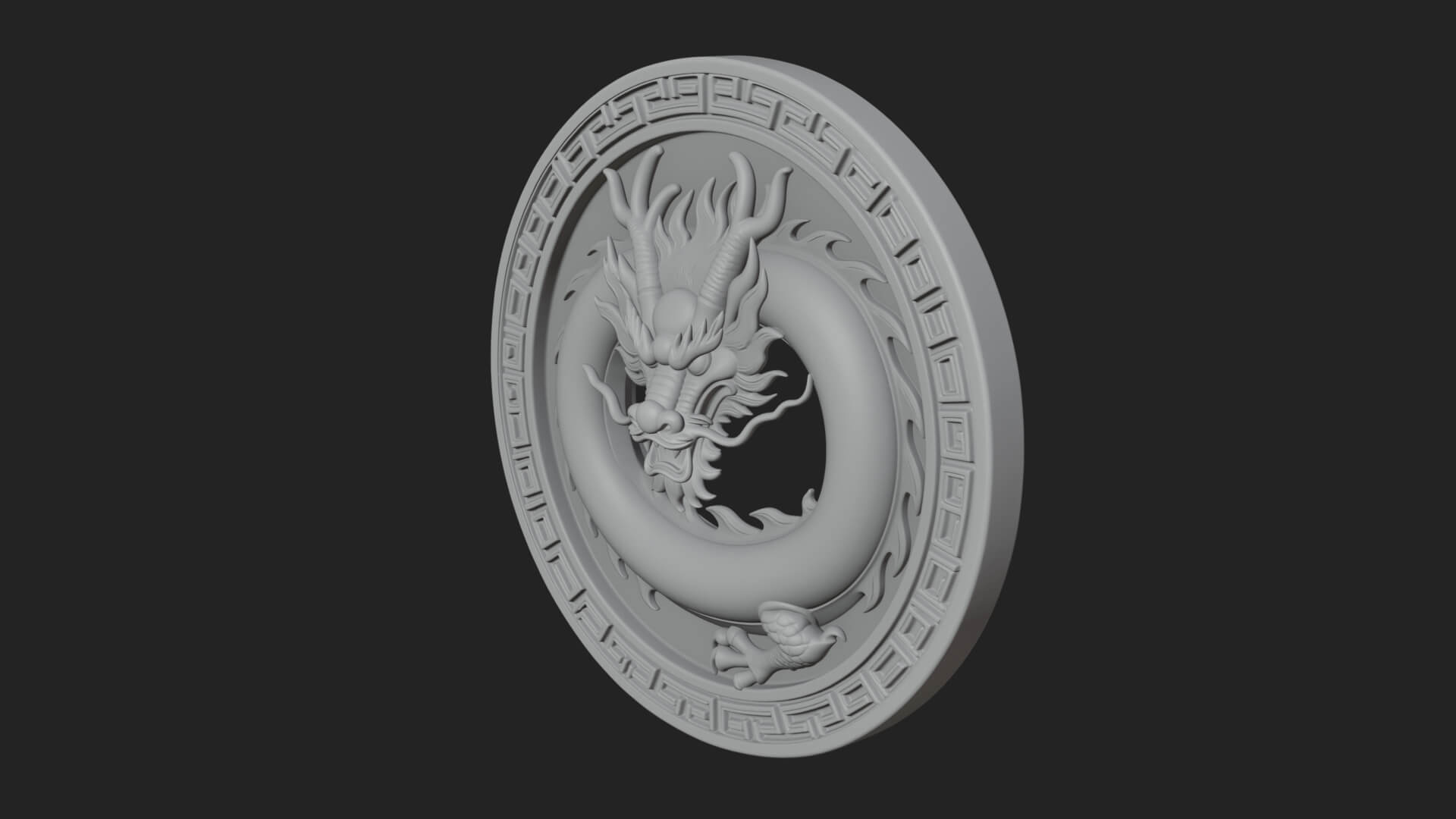 Oriental Dragon Oval Plaque Design 3 3D Print Model 3D Model
