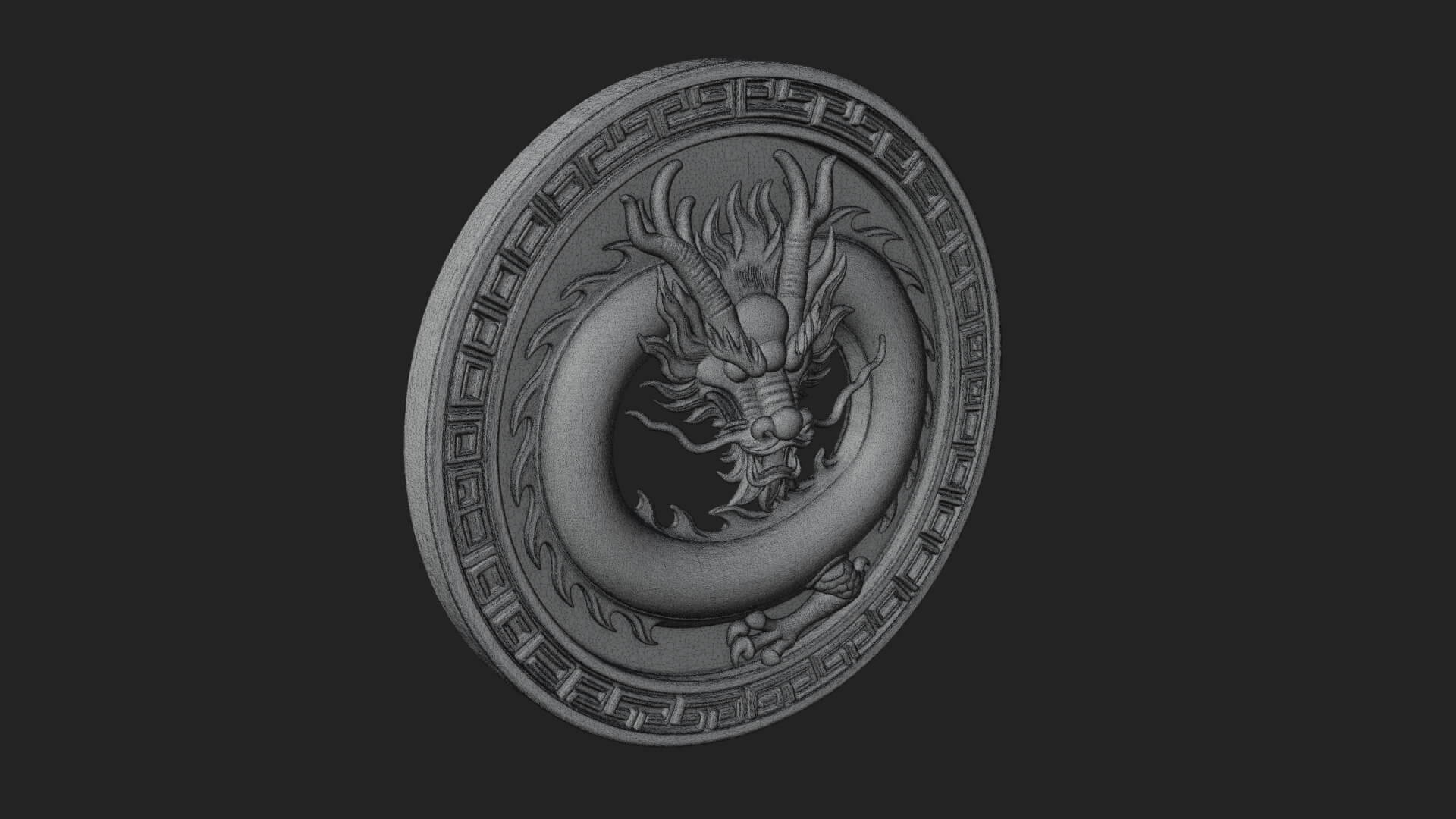 Oriental Dragon Oval Plaque Design 3 3D Print Model 3D Model