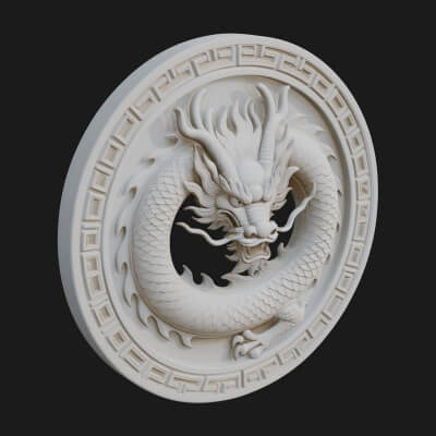 Oriental Dragon Oval Plaque Design 3 3D Print Model