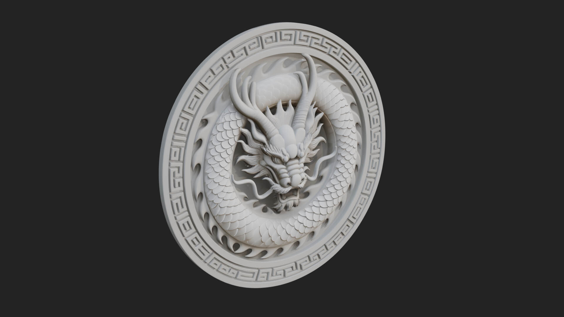 Oriental Dragon Oval Plaque Design 4 3D Print Model 3D Model