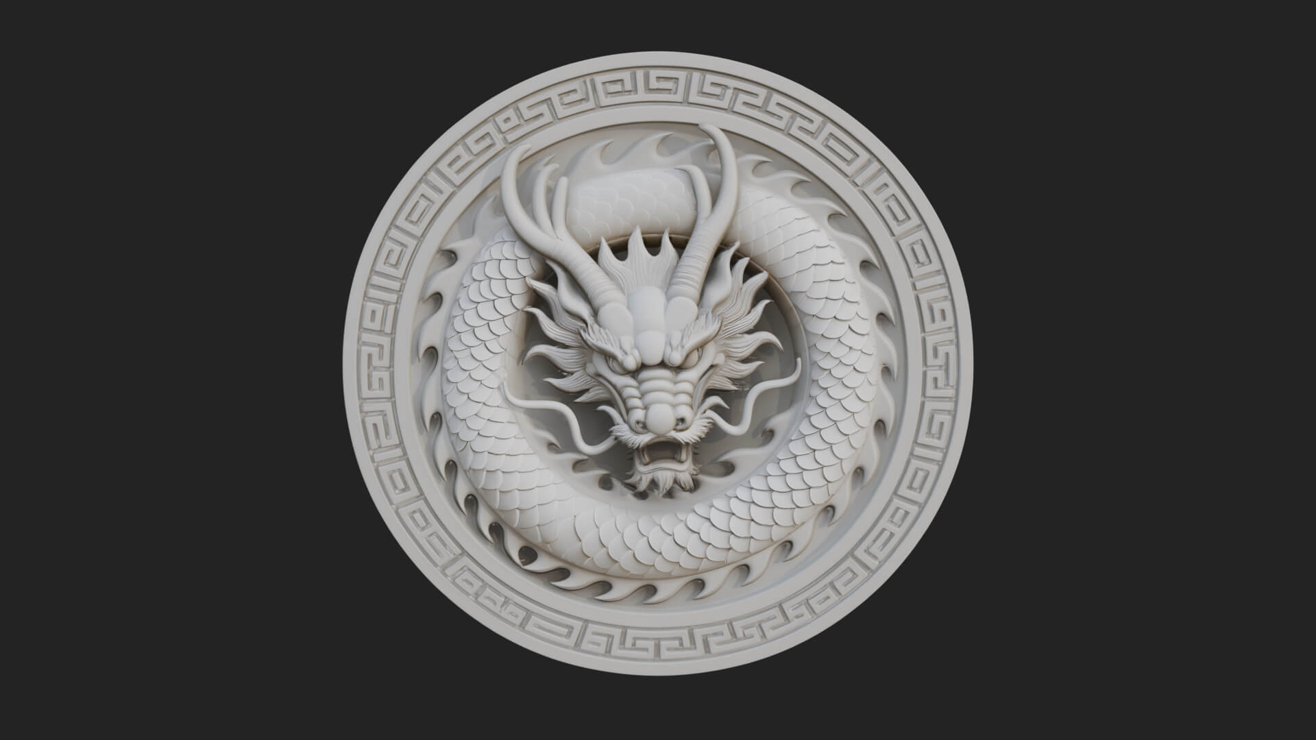 Oriental Dragon Oval Plaque Design 4 3D Print Model 3D Model