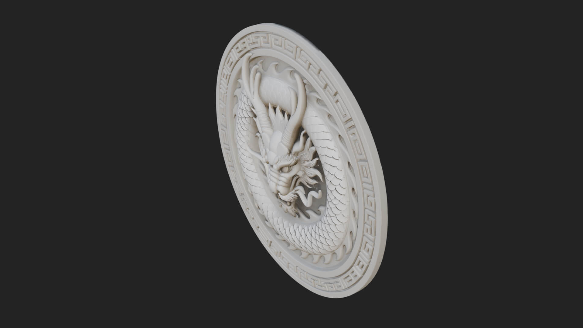 Oriental Dragon Oval Plaque Design 4 3D Print Model 3D Model