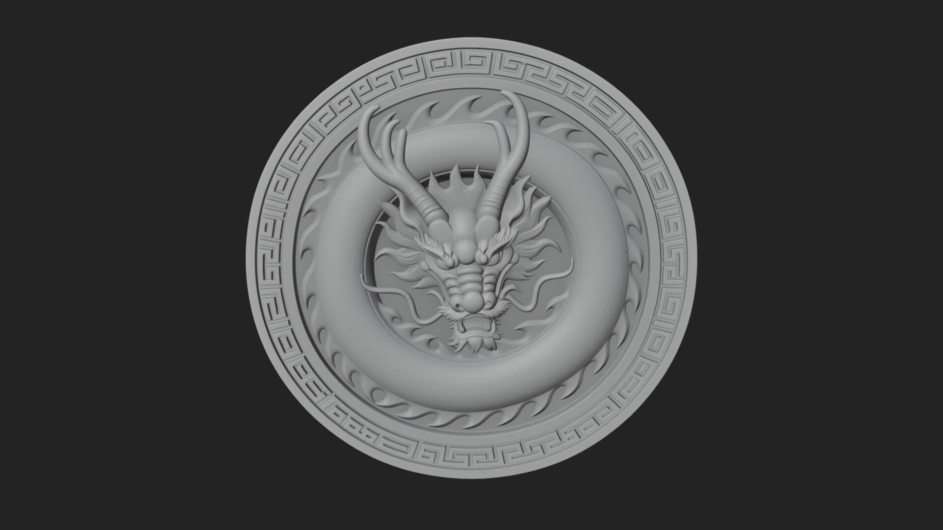Oriental Dragon Oval Plaque Design 4 3D Print Model 3D Model