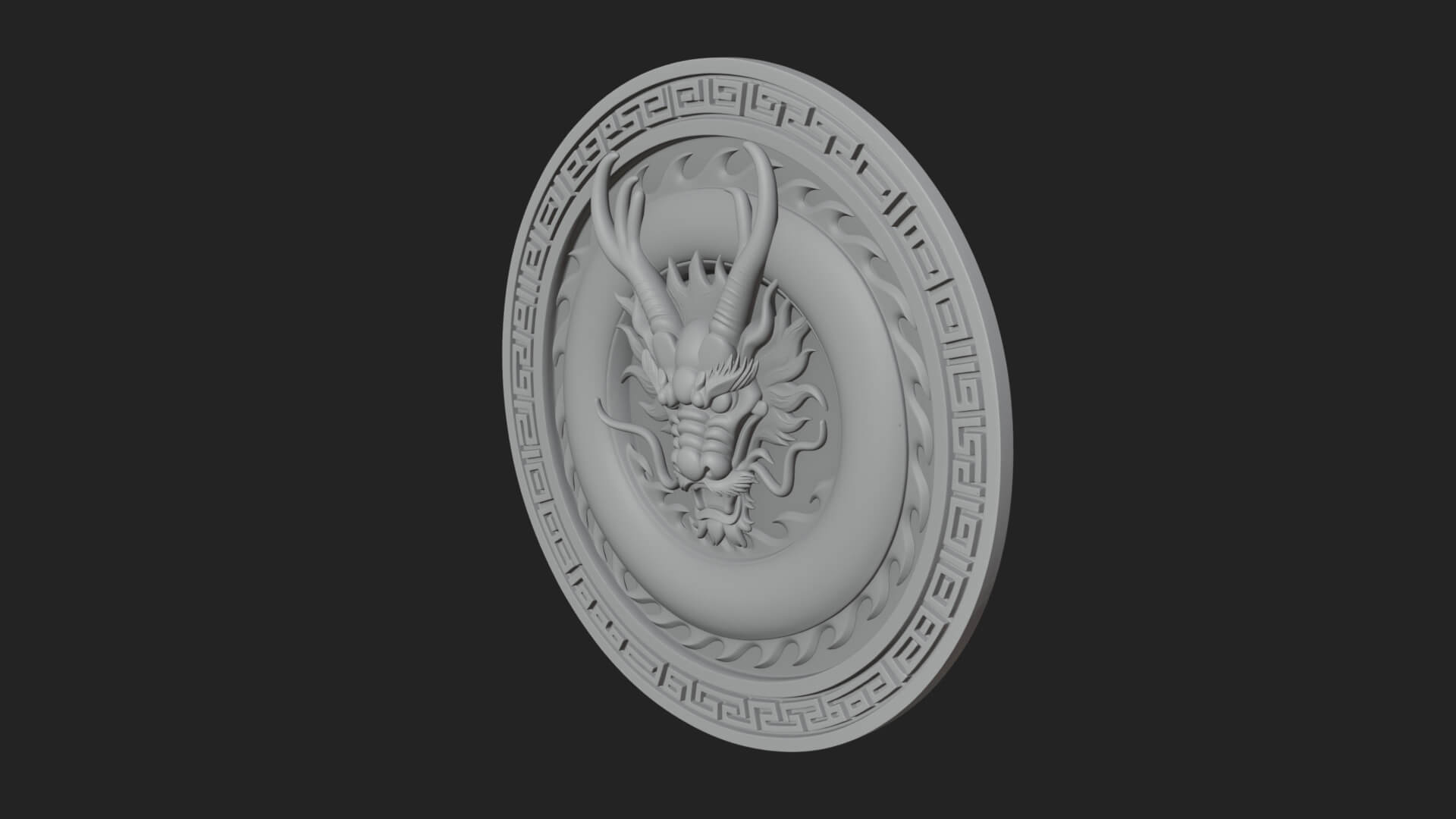 Oriental Dragon Oval Plaque Design 4 3D Print Model 3D Model
