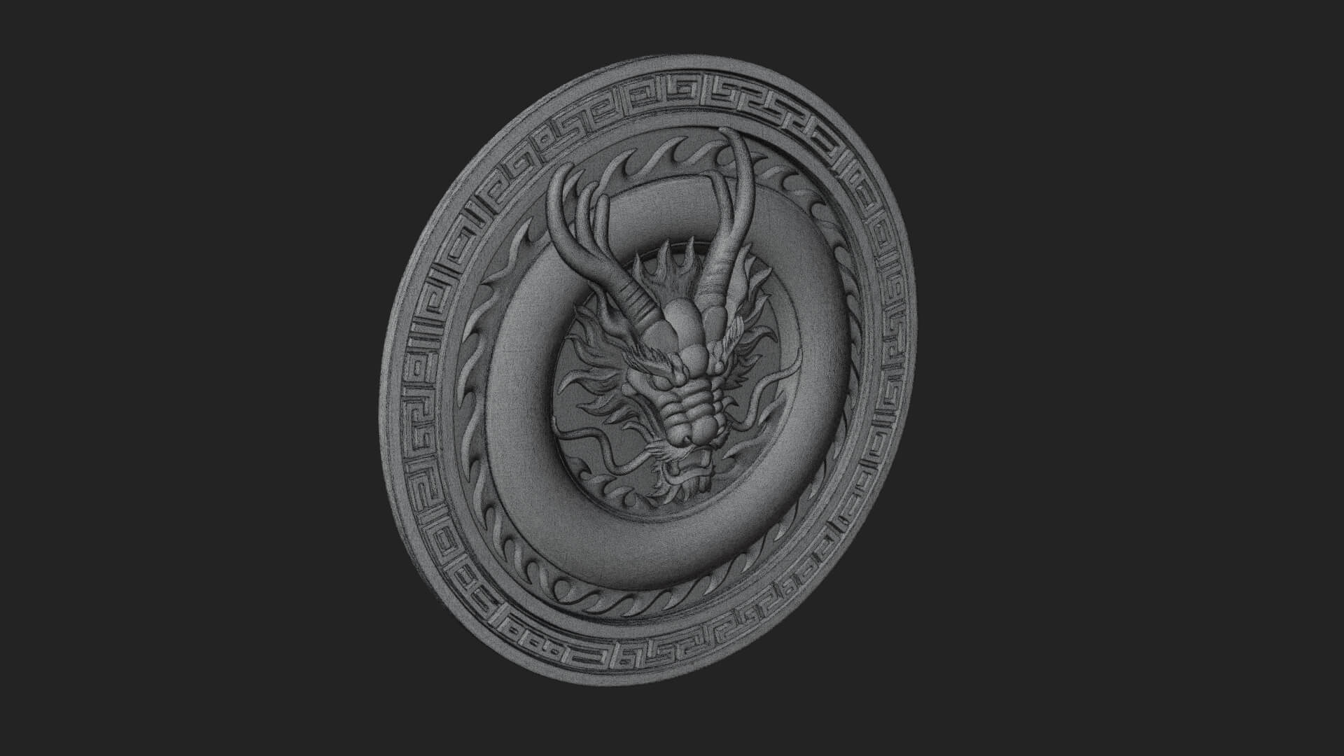 Oriental Dragon Oval Plaque Design 4 3D Print Model 3D Model