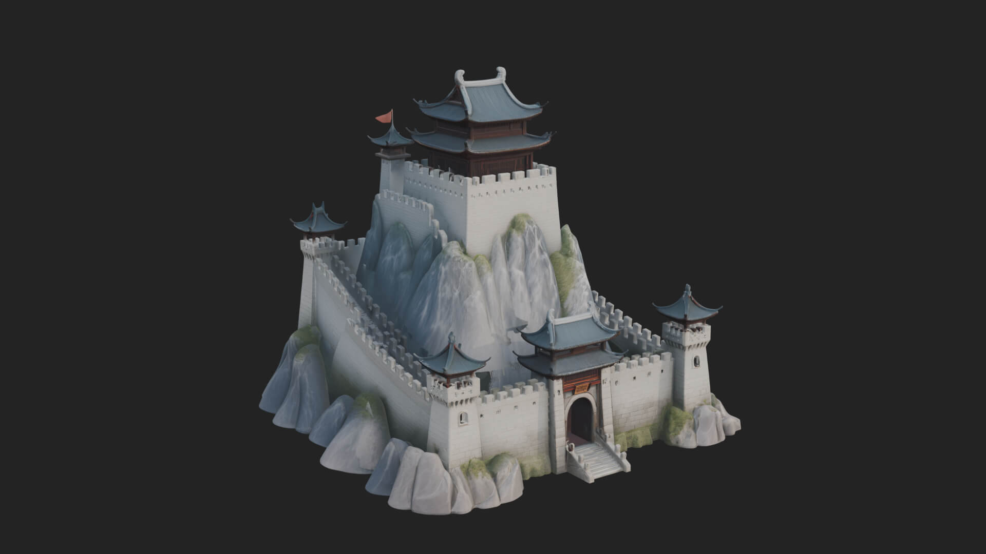 Oriental Fortress Castle Design 1 3d Print Model 3D Model