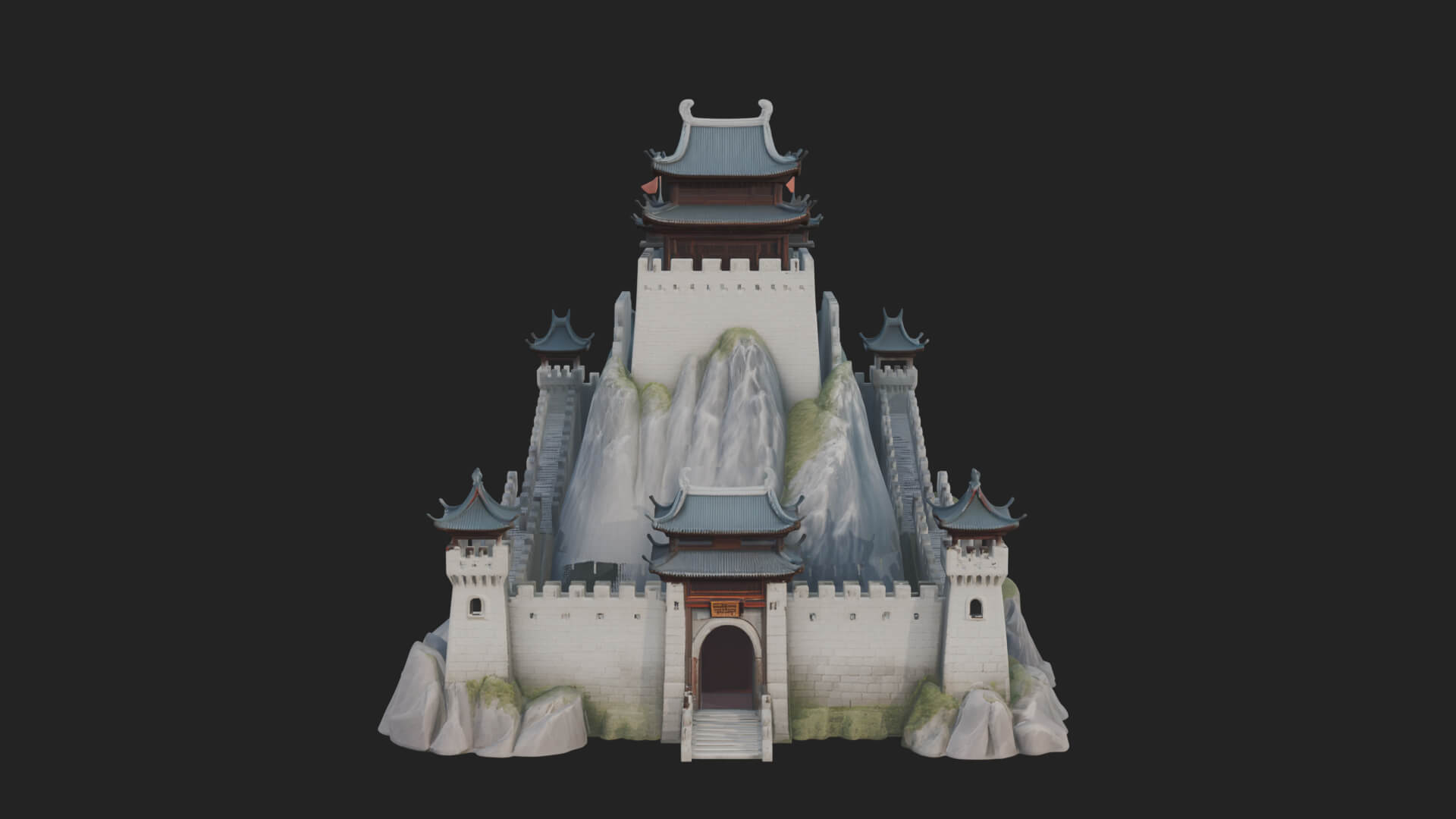 Oriental Fortress Castle Design 1 3d Print Model 3D Model