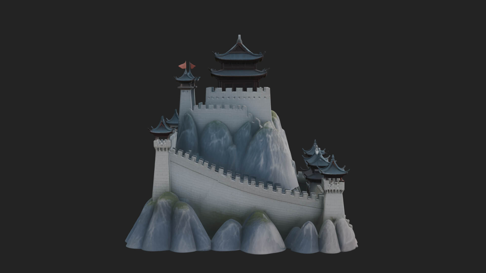 Oriental Fortress Castle Design 1 3d Print Model 3D Model