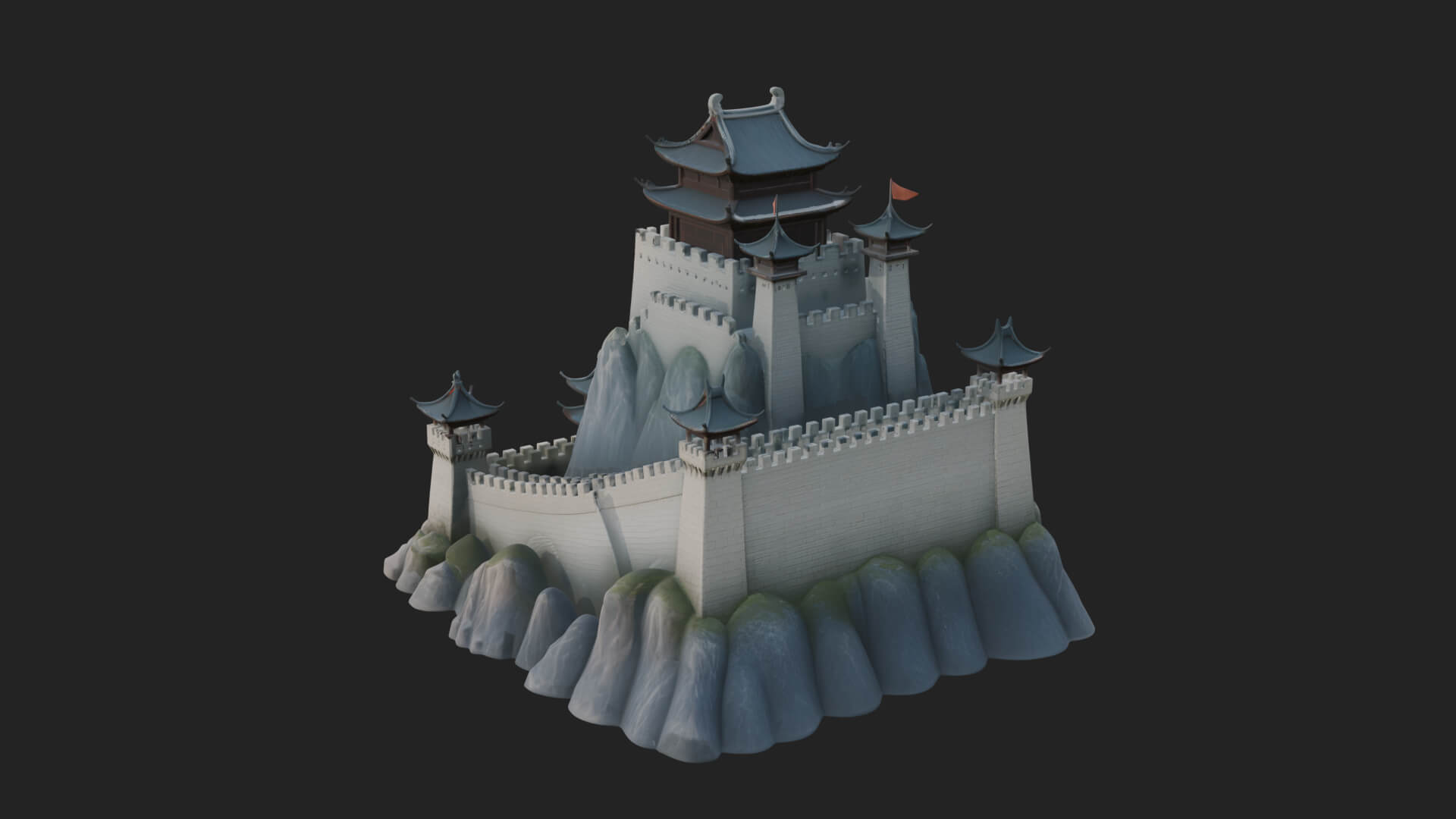 Oriental Fortress Castle Design 1 3d Print Model 3D Model