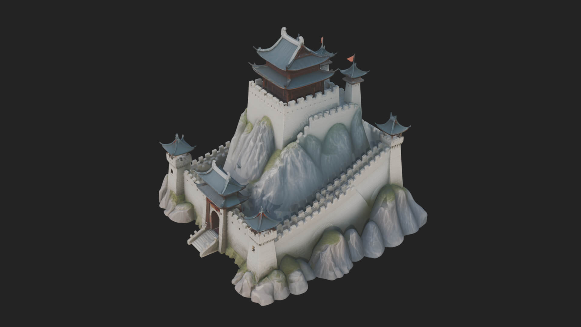 Oriental Fortress Castle Design 1 3d Print Model 3D Model