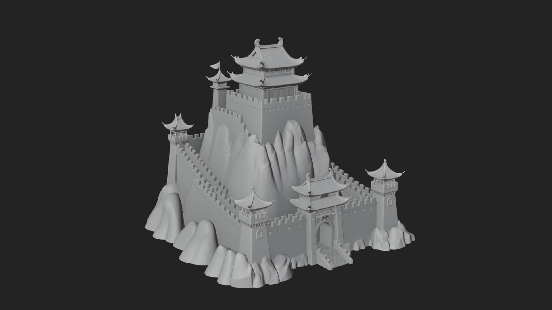 Oriental Fortress Castle Design 1 3d Print Model 3D Model
