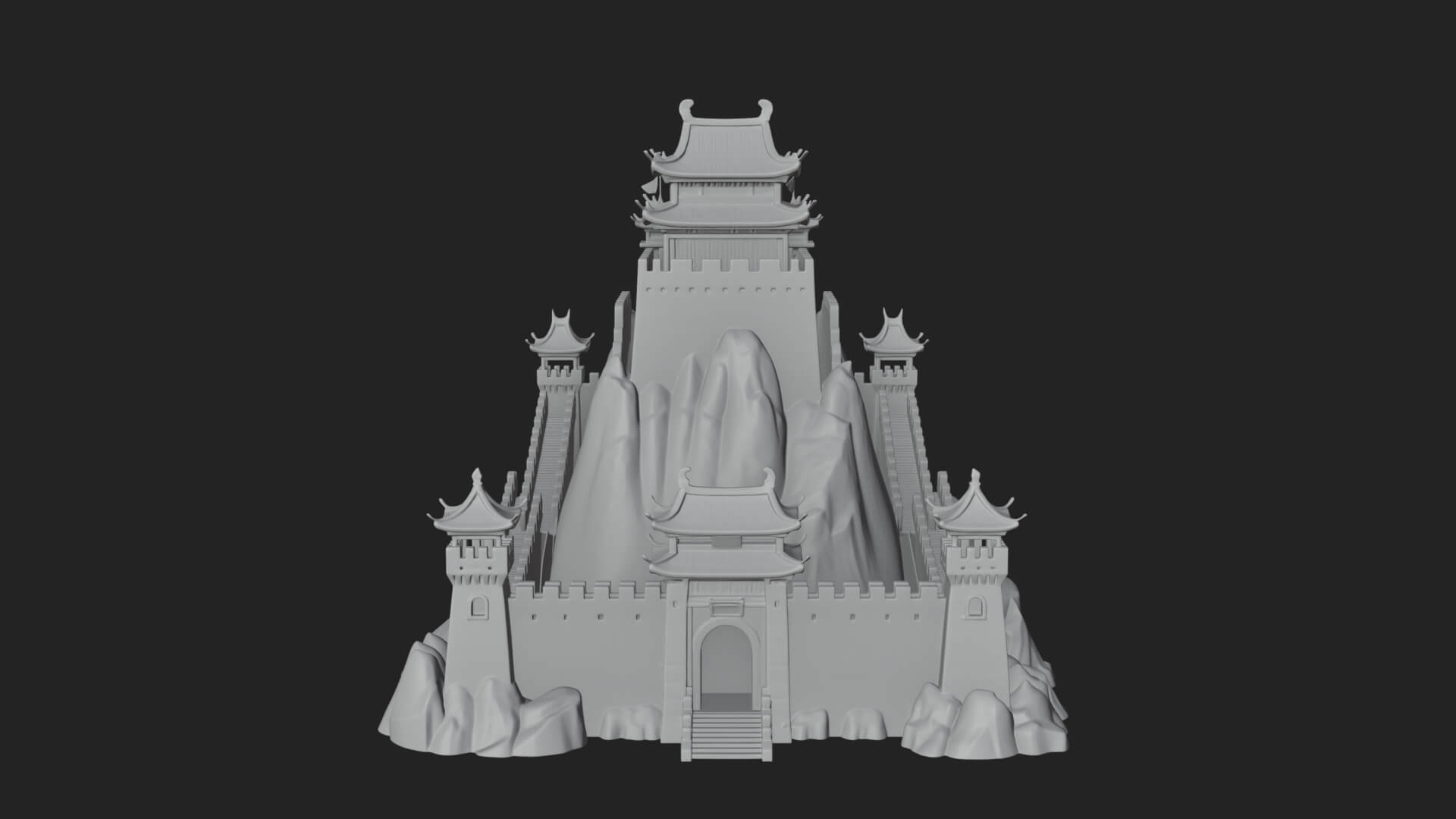Oriental Fortress Castle Design 1 3d Print Model 3D Model