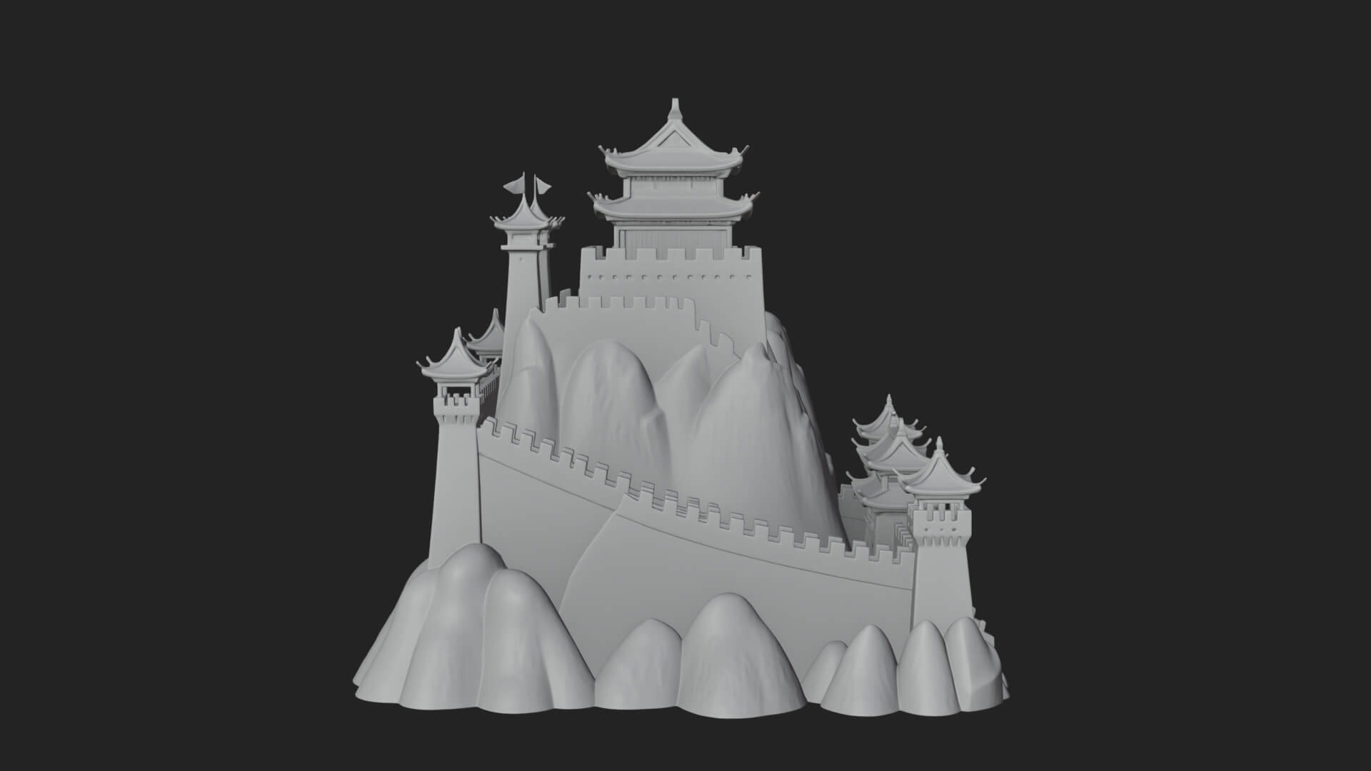 Oriental Fortress Castle Design 1 3d Print Model 3D Model