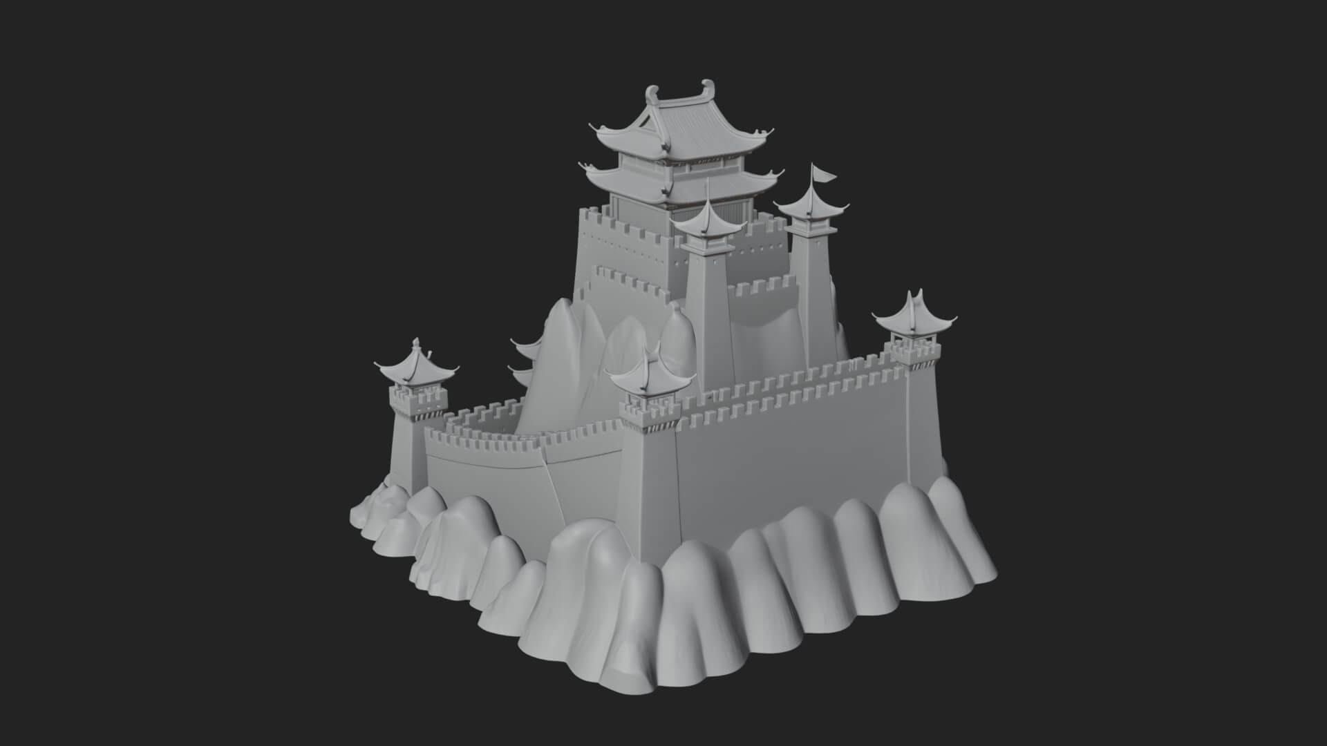 Oriental Fortress Castle Design 1 3d Print Model 3D Model