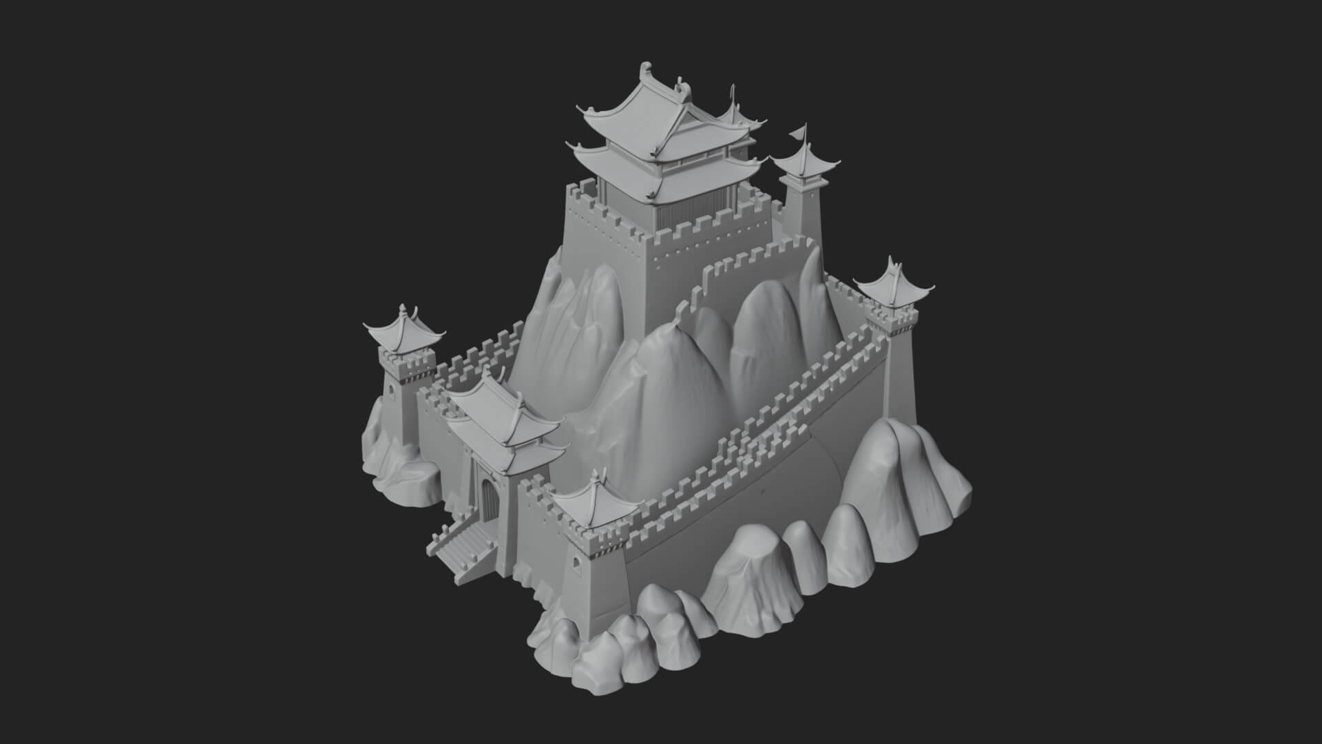 Oriental Fortress Castle Design 1 3d Print Model 3D Model