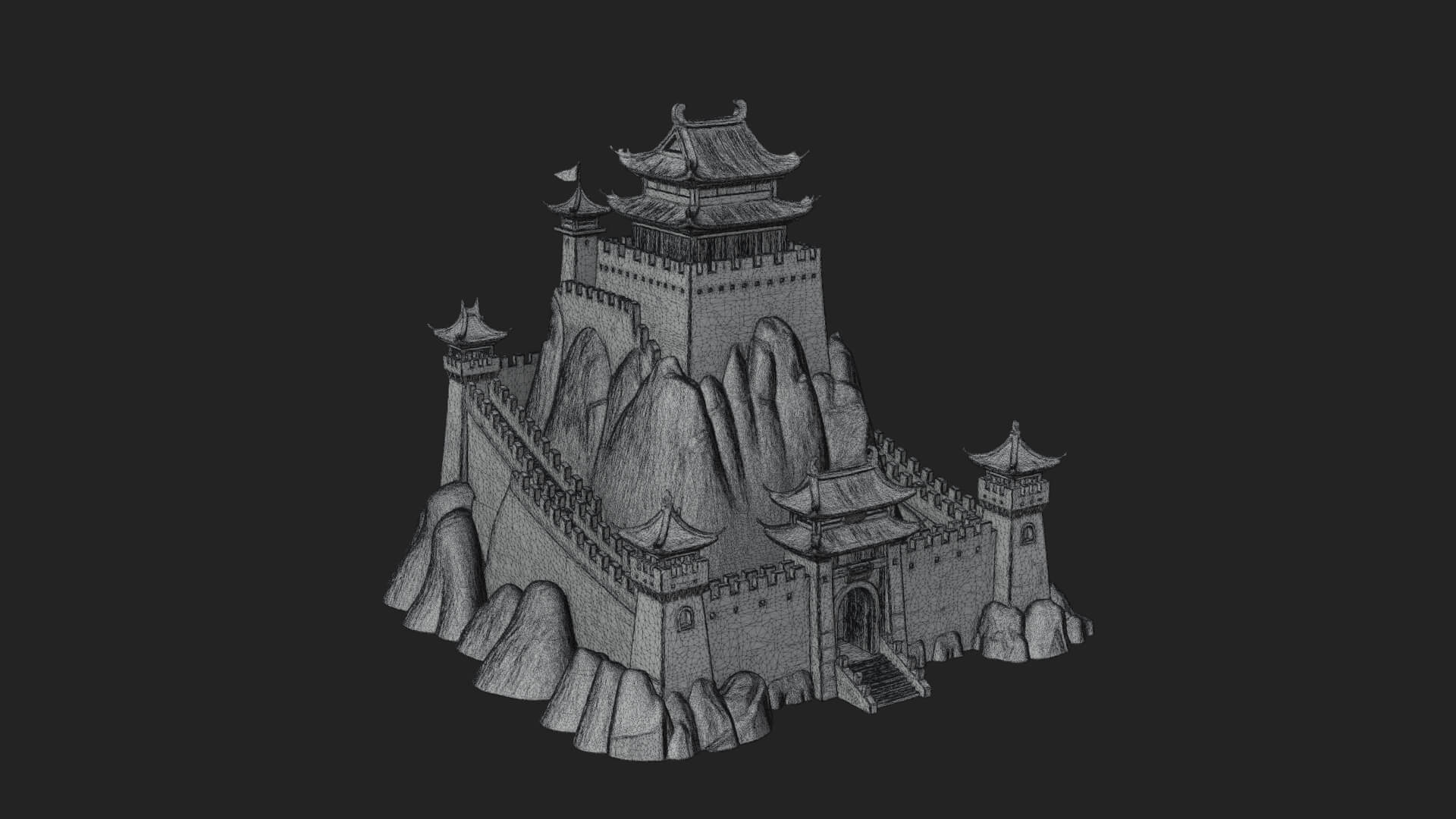 Oriental Fortress Castle Design 1 3d Print Model 3D Model