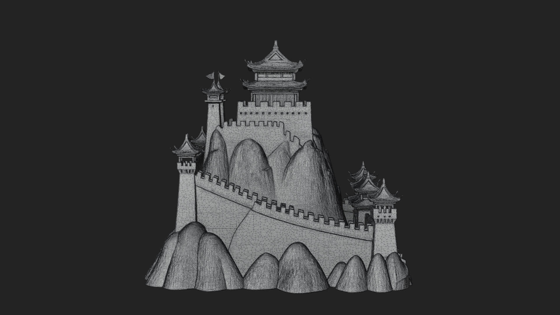 Oriental Fortress Castle Design 1 3d Print Model 3D Model