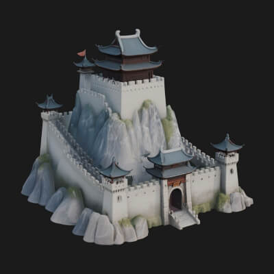 Oriental Fortress Castle Design 1 3d Print Model
