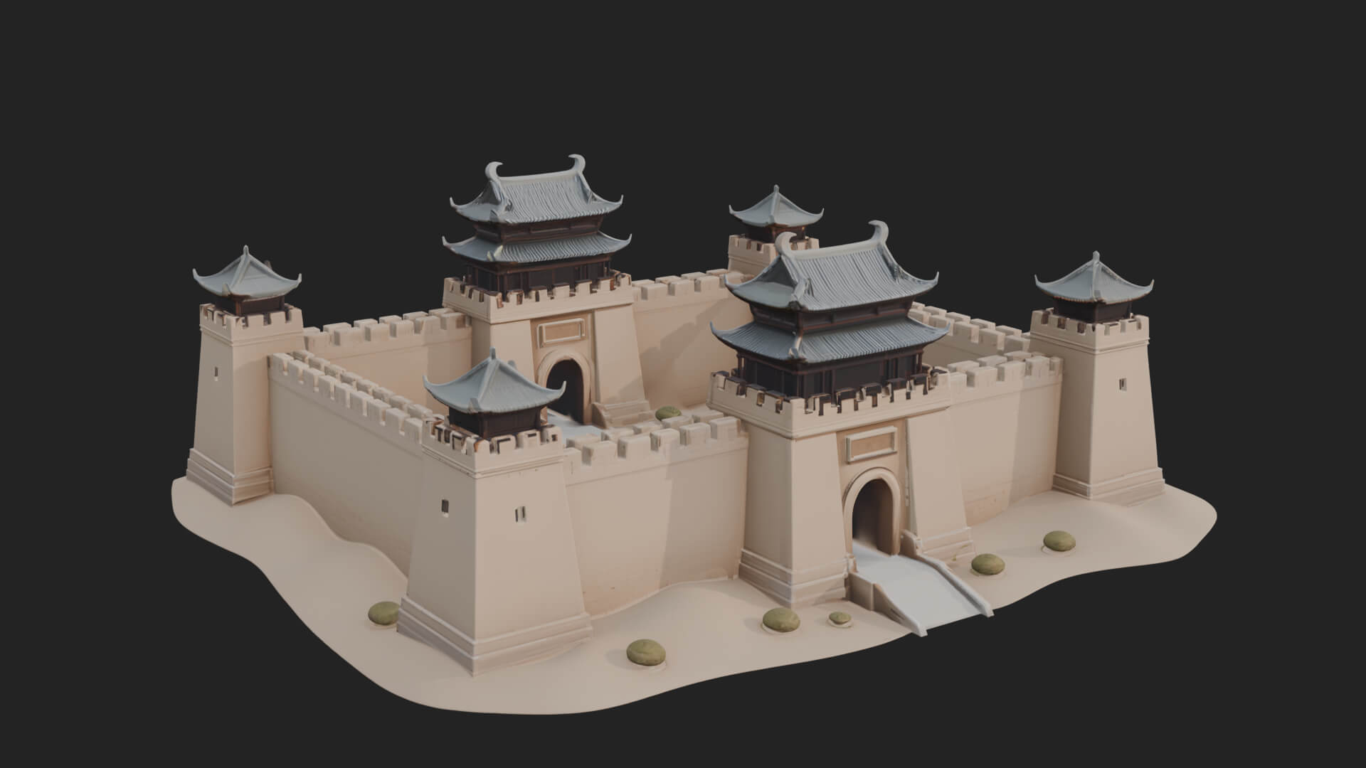 Oriental Fortress Castle Design 2 3D Print Model 3D Model