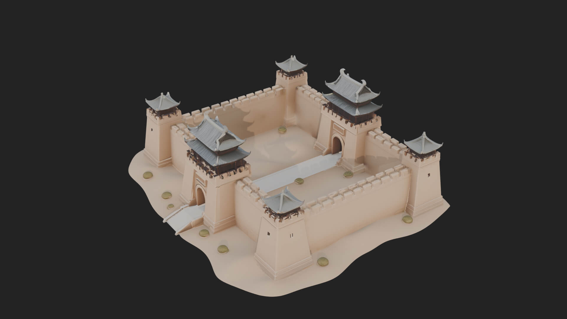 Oriental Fortress Castle Design 2 3D Print Model 3D Model