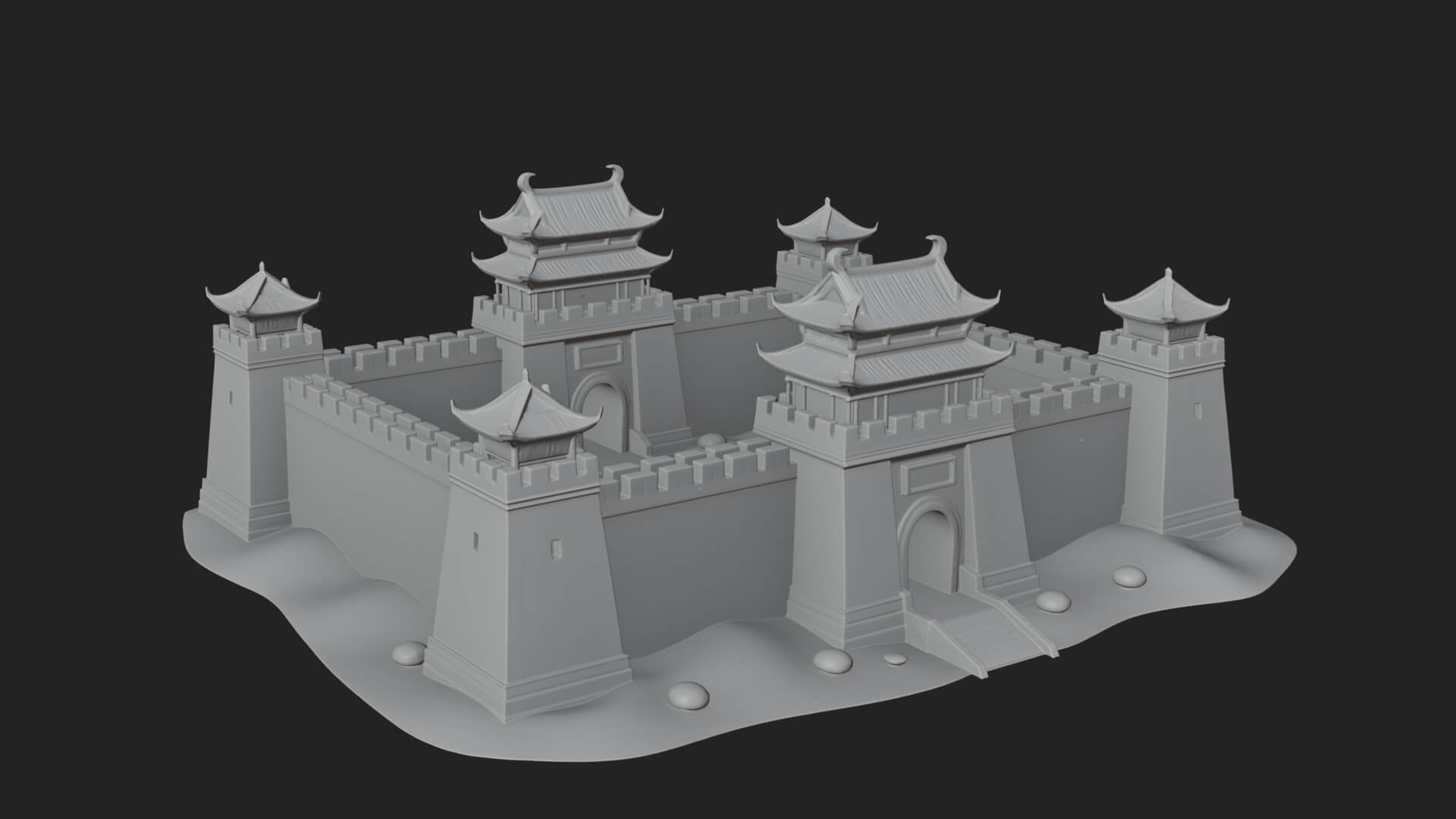 Oriental Fortress Castle Design 2 3D Print Model 3D Model