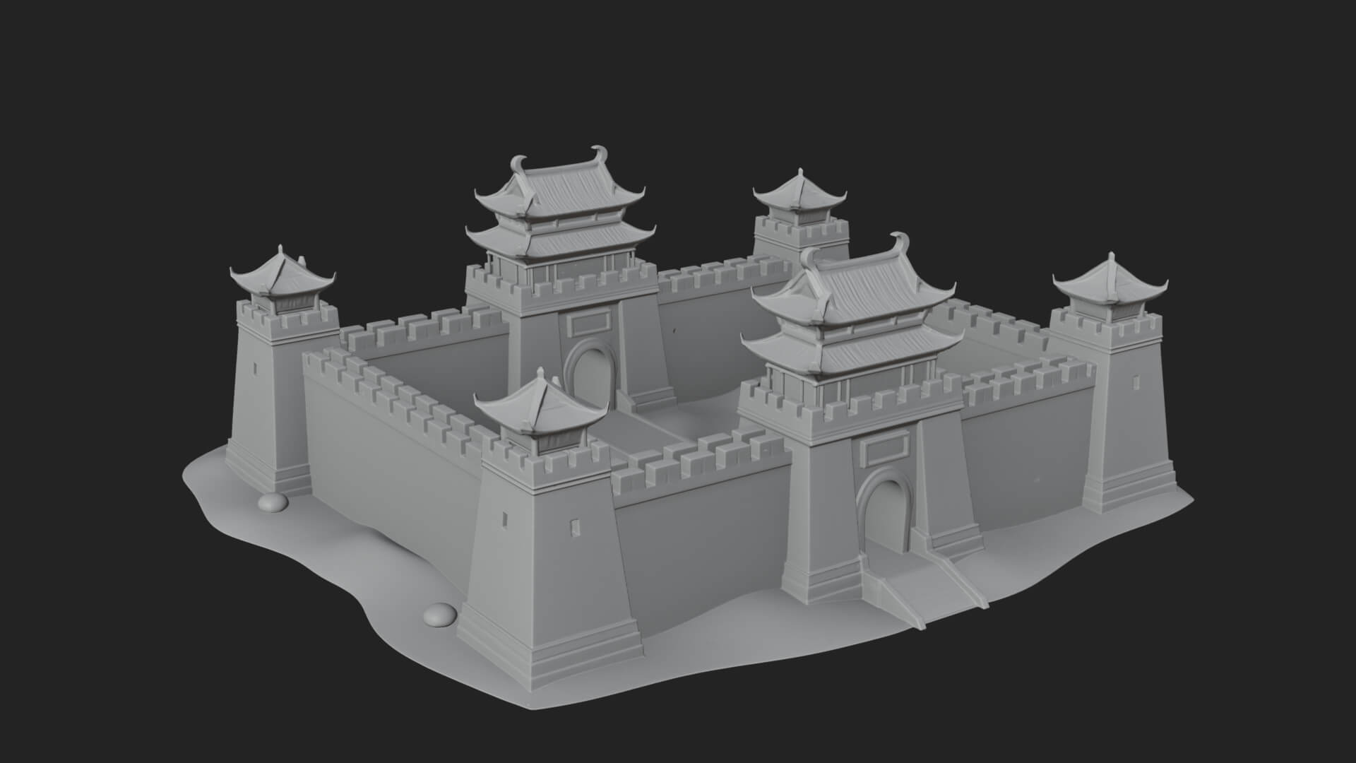 Oriental Fortress Castle Design 2 3D Print Model 3D Model