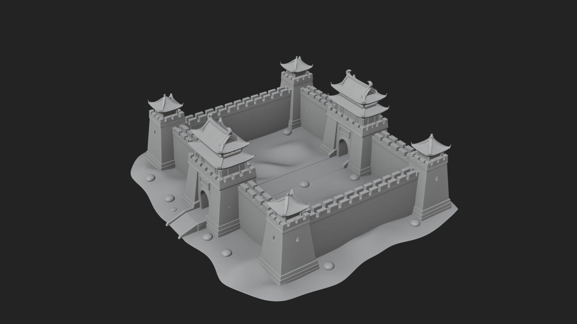 Oriental Fortress Castle Design 2 3D Print Model 3D Model