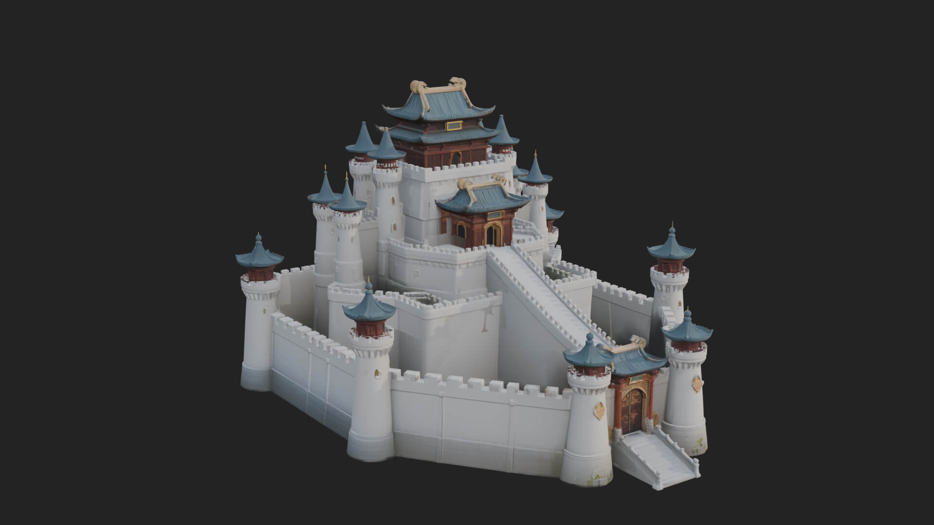 Oriental Fortress Castle Design 3 3D Print Model 3D Model
